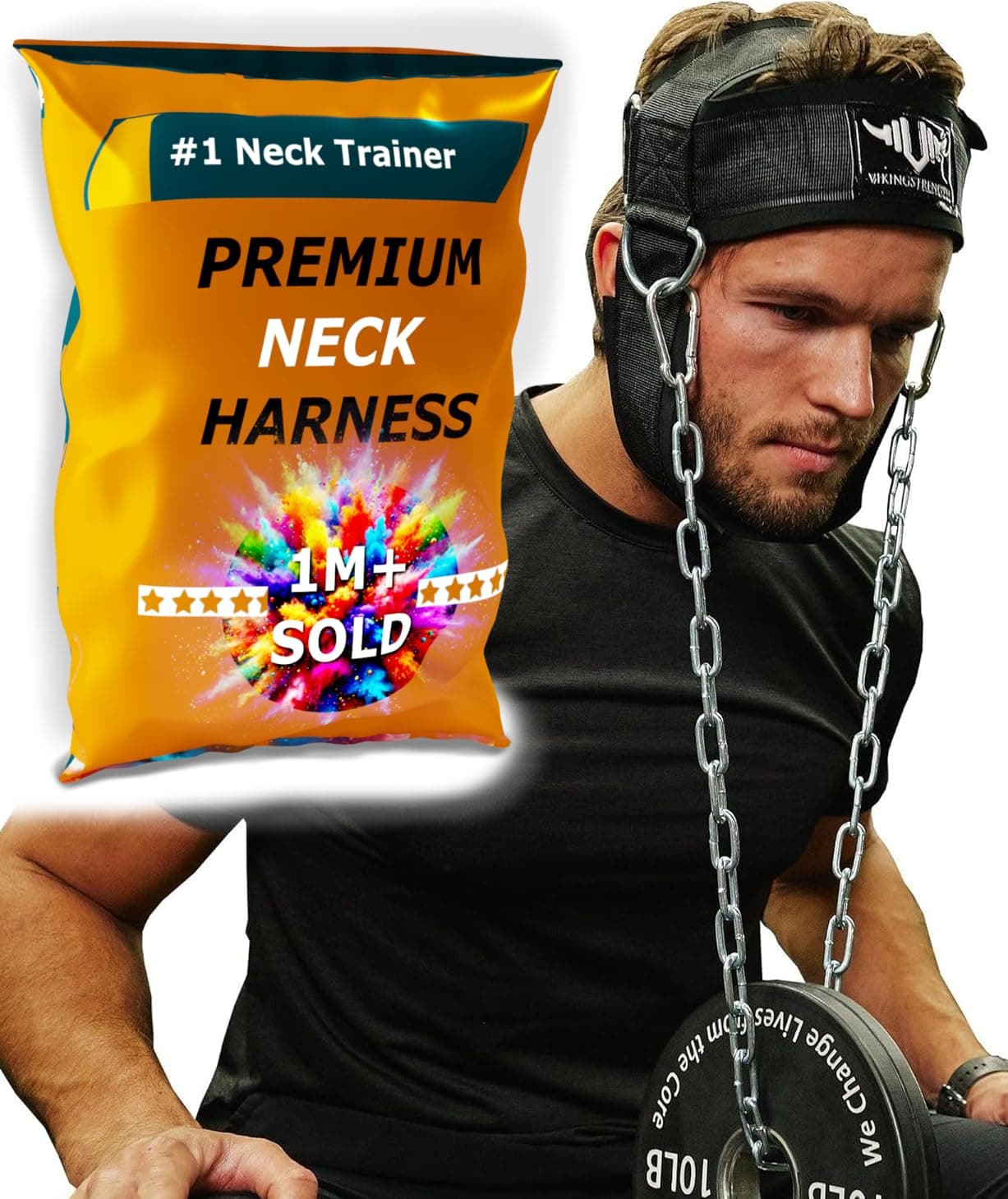 Neck Harness Strength Trainer- Premium Quality for Neck Curls and Training. Head Exerciser for Sports and Fitness, D Ring