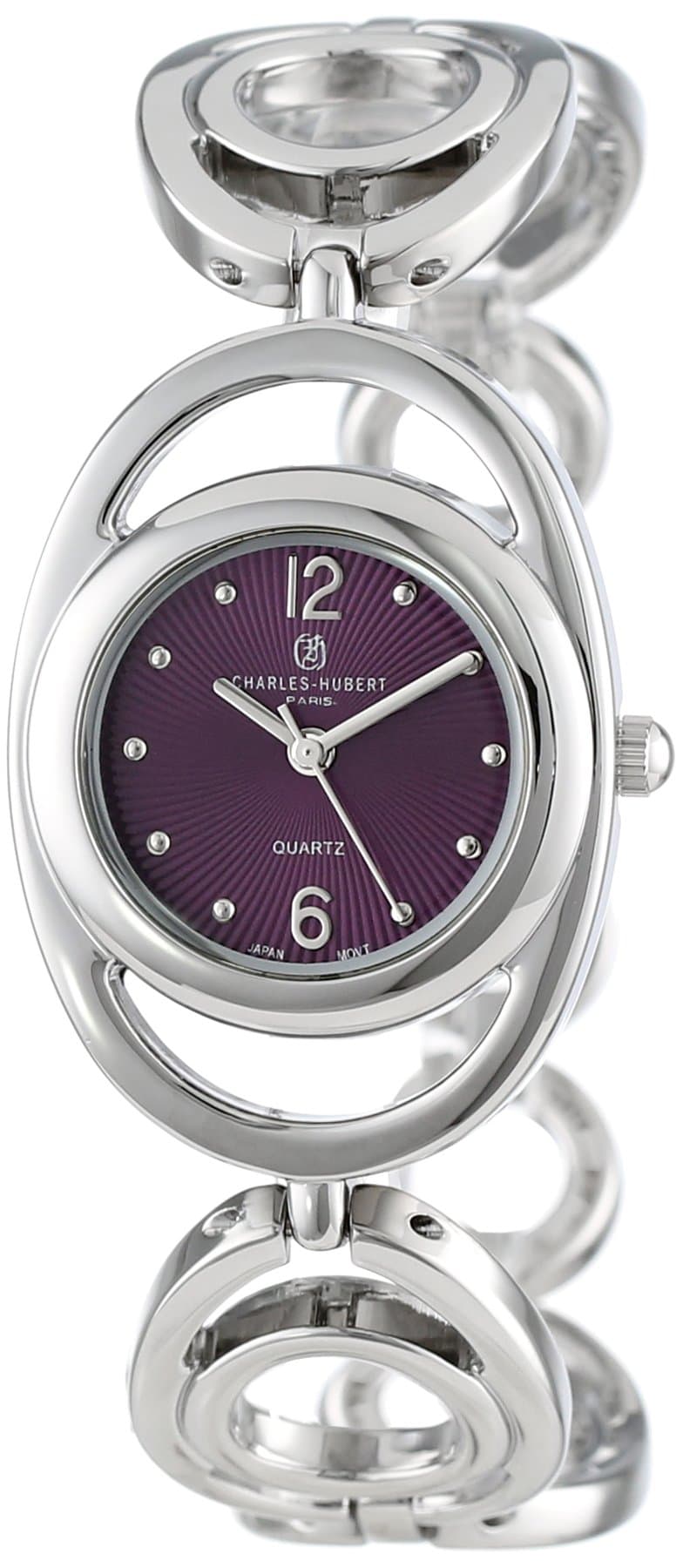 Charles-Hubert, Paris Women's 6828-H Classic Collection Chrome Finish Purple Sunray Dial Watch