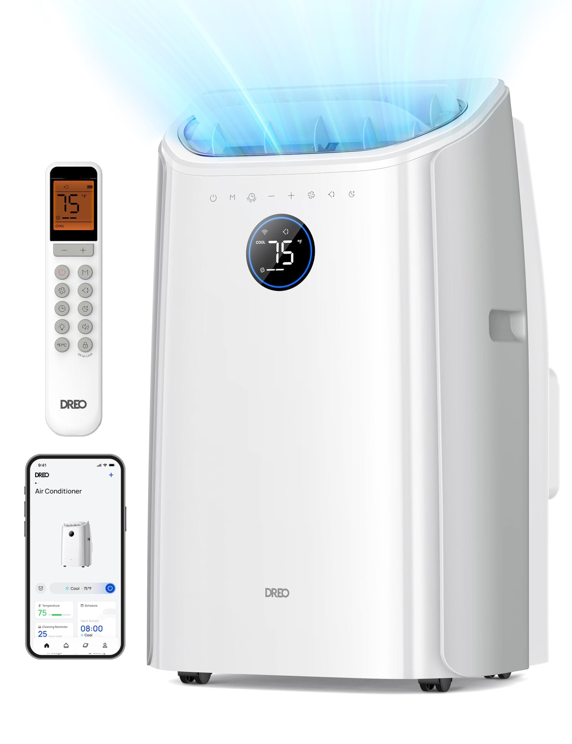 Dreo Portable Air Conditioners, 12,000 BTU AC Unit for Bedroom with Drainage-free Cooling, 46dB Quiet, APP/Voice/Remote, 24h Timer with Fan & Dehumidifier, Smart Standing AC for Room Indoors, AC515S