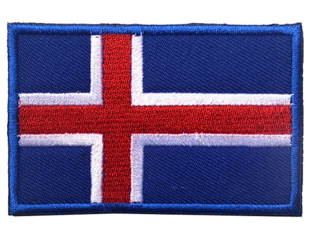 Embroidery Each Country's Flag Patch (3''X2'', Iceland)