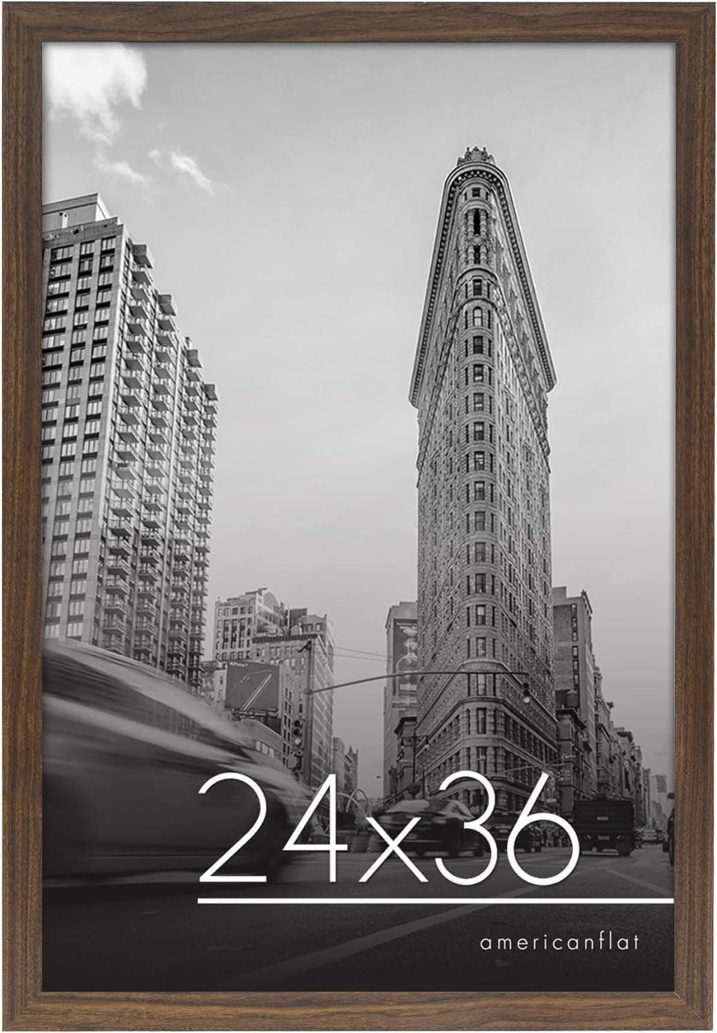 Americanflat 24x36 Poster Frame in Mahogany - Composite Wood with Polished Plexiglass - Horizontal and Vertical Formats for Wall with Included Hanging Hardware