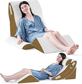Yojoker 4PCS Orthopedic Bed Wedge Pillow Set for Sleeping, Post Surgery Foam Pillow for Body, Back and Leg Pain Relief, Triangle Adjustable Support Pillow - Acid Reflux Sleeping Pillows Brown