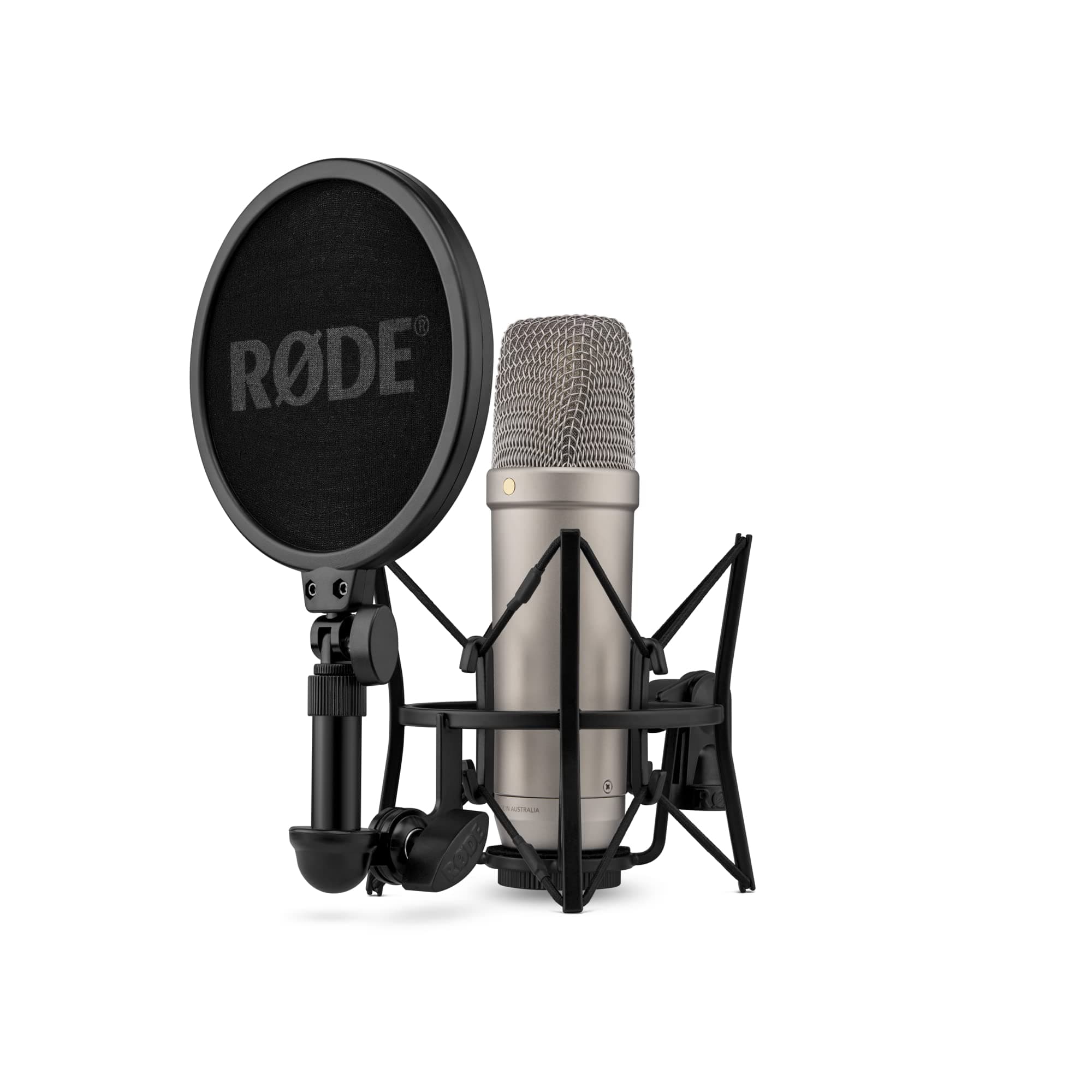 Nt1 5Th Generation Large-Diaphragm Studio Condenser Microphone with XLR and USB Outputs, Shock Mount and Pop Filter for Music Production, Vocal Recording and Podcasting (Silver)