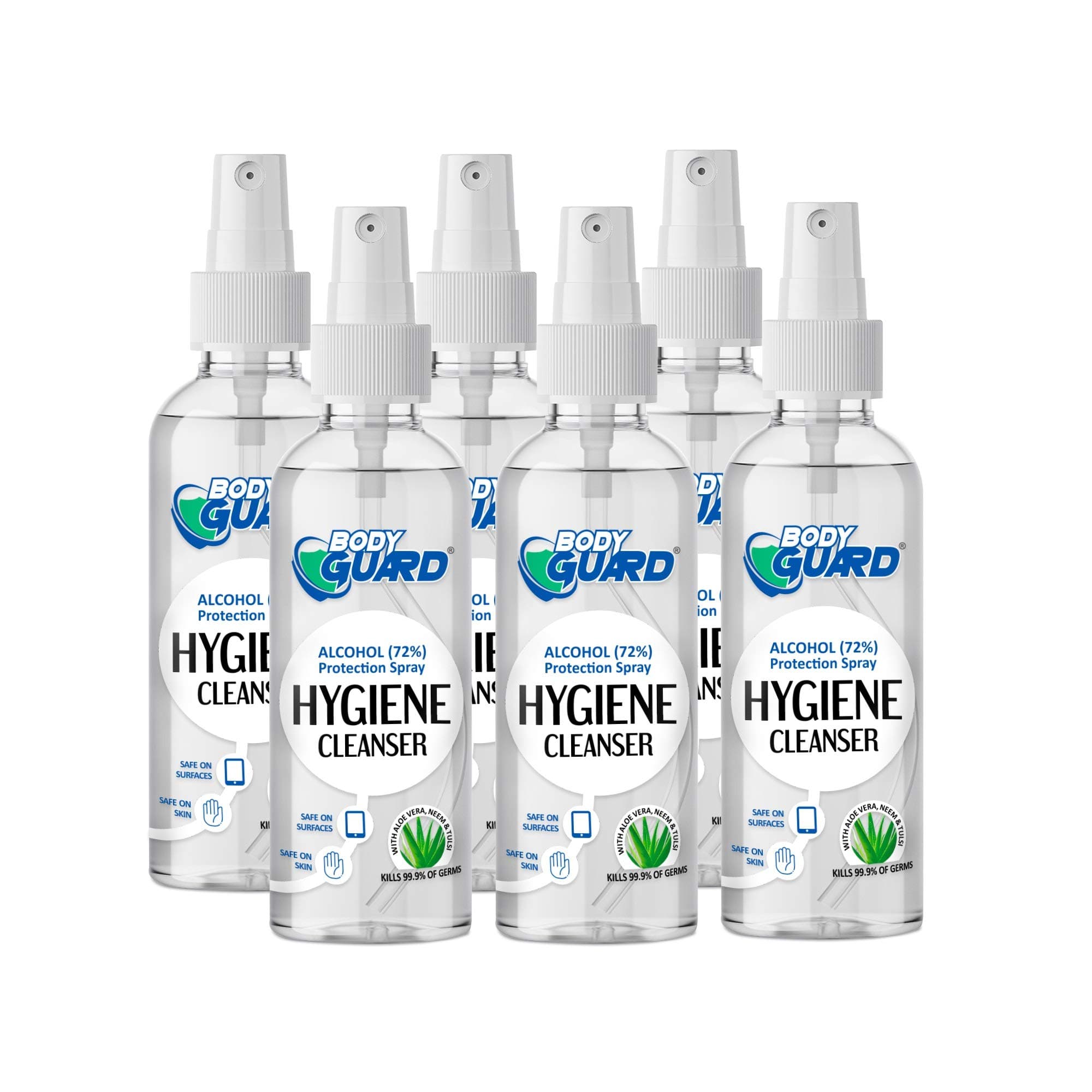 Aryanveda Bodyguard Hygiene Cleanser Alcohol-Based Disinfectant Spray 45 Ml Per Bottle (Pack Of 6)