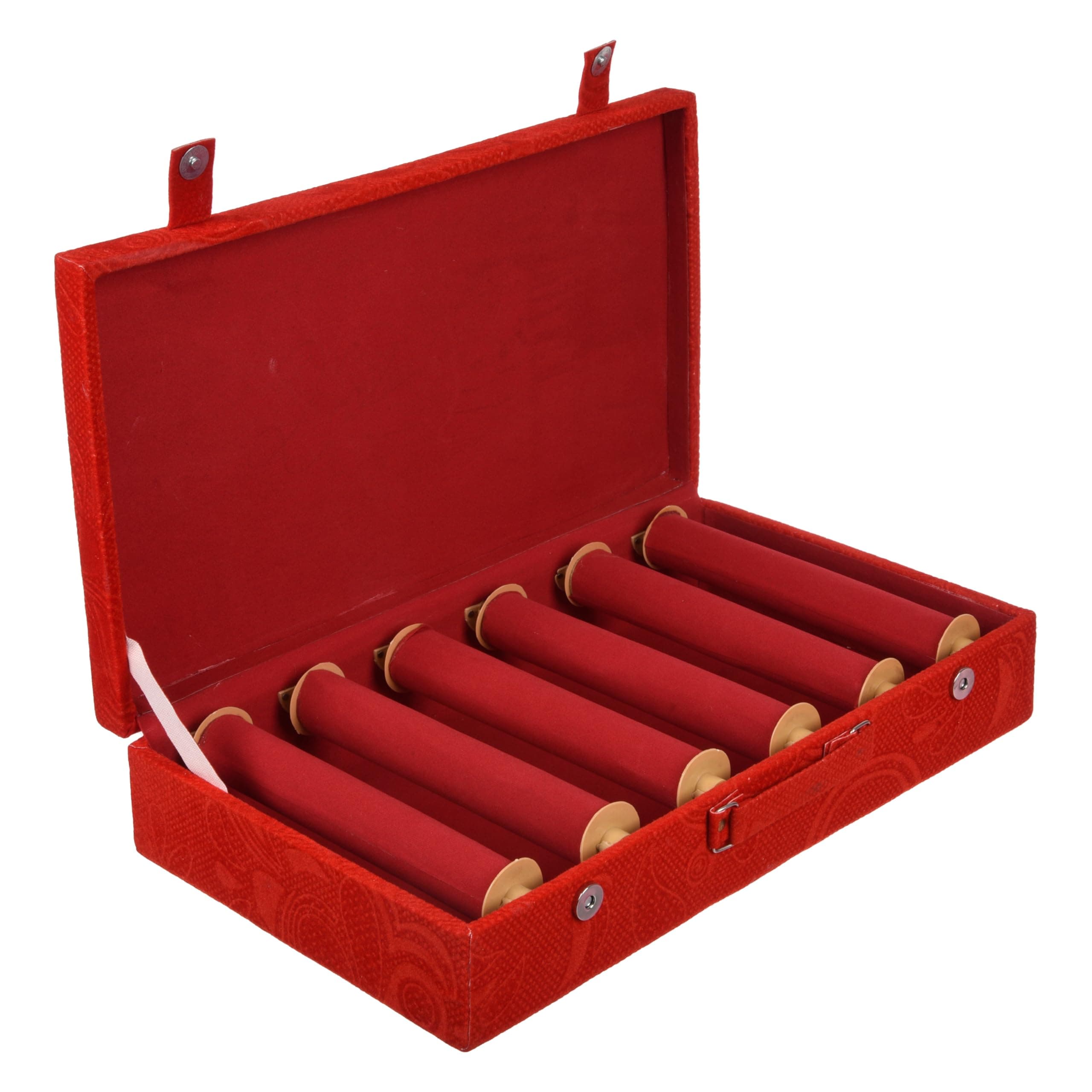Wooden Bangle Box For Woman|6 Rod Bangle Storage Box Organizer|Solid Lid & Handle|MAROON