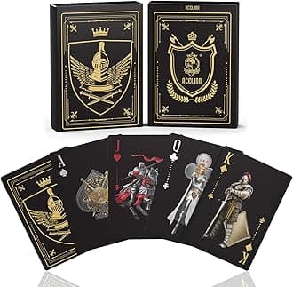 WJPC Waterproof Playing Cards，Plastic Playing Cards,Deck of Cards ，Game and Party Poker Cards (Knight Gold)