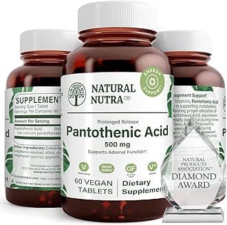 Natural Nutra Time Release Pantothenic Acid 500 mg, Vitamin B5 Supplement Helps Break Down Fat and Carbohydrates, Metabolism and Energy, Improve Muscle Health, 60 Vegetarian Tablets (2 Pack)