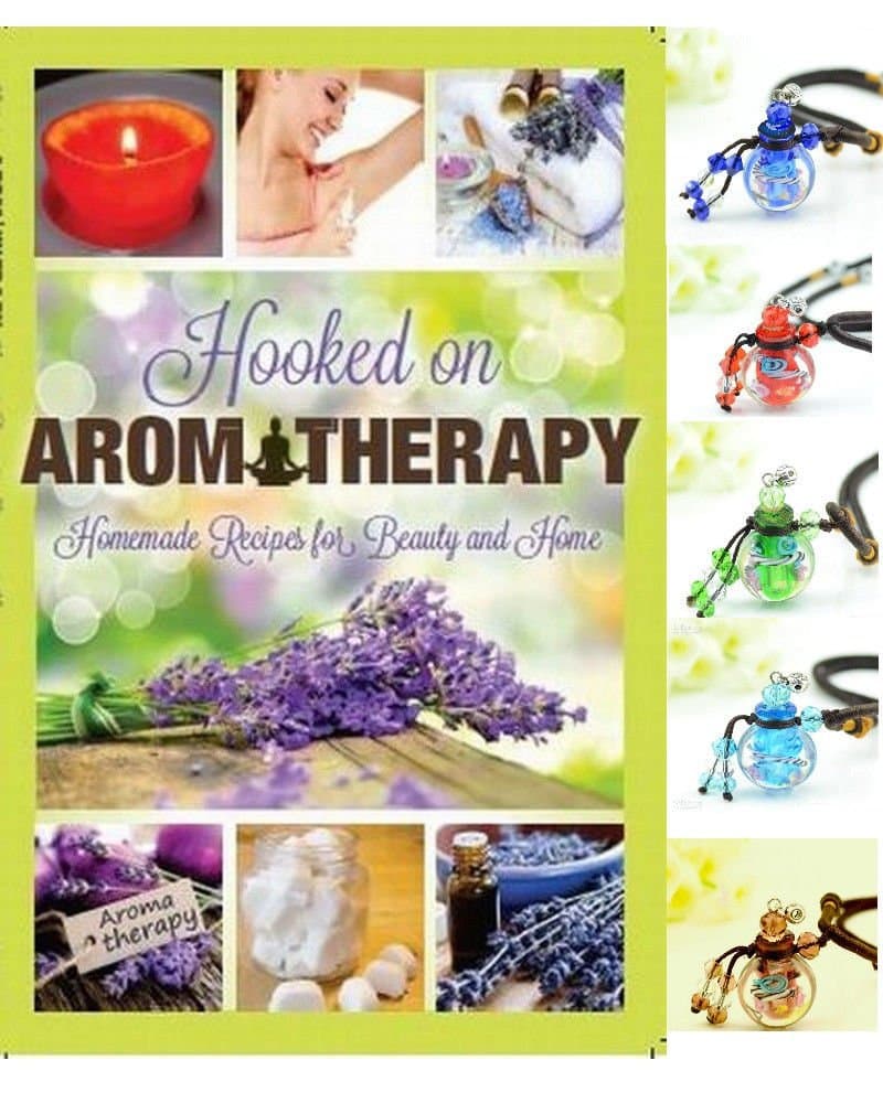 Aromatherapy Jewelry & Hooked on Aromatherapy Recipe Book for Beauty & Home (Cedar Bottle)