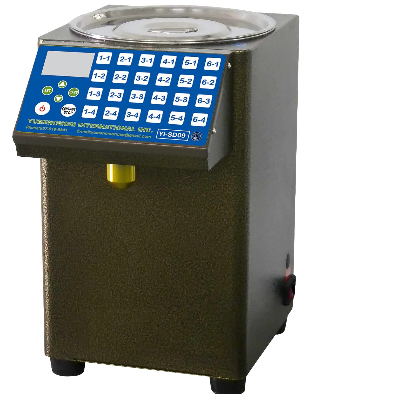 Automatic Tabletop Syrup Dispenser | Model: YI-SD-09 | UL-Certified | Yumenomori International Inc. | Bubble Tea Equipment and Supplies