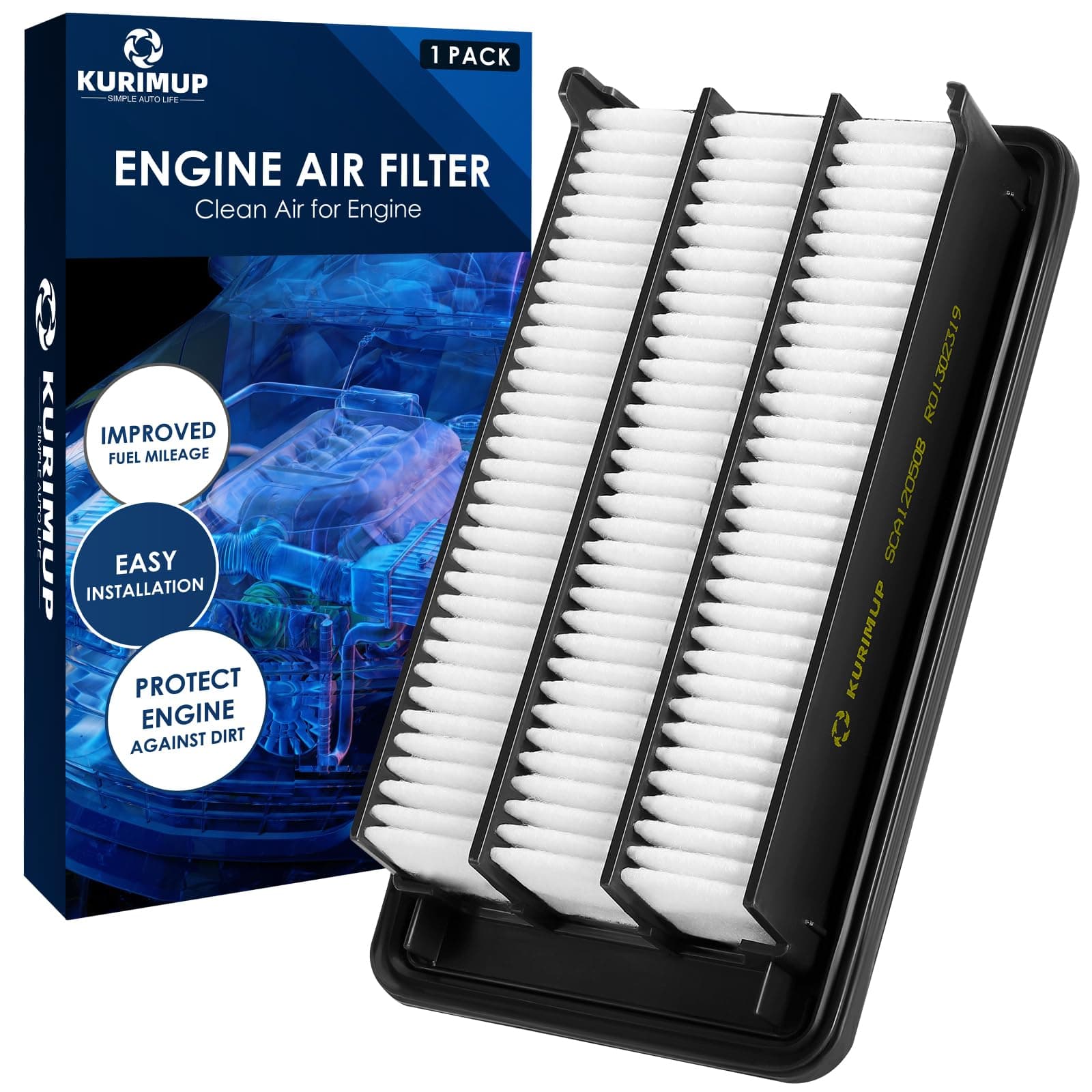 CA12050 Replacement Engine Air Filter, Efficient Filtration Offers 99% Air Purification, Fit for Honda Civic 1.5L L4(2016~2021), CR-V 1.5L L4 (2017-2021), TURBOCHARGED ONLY.