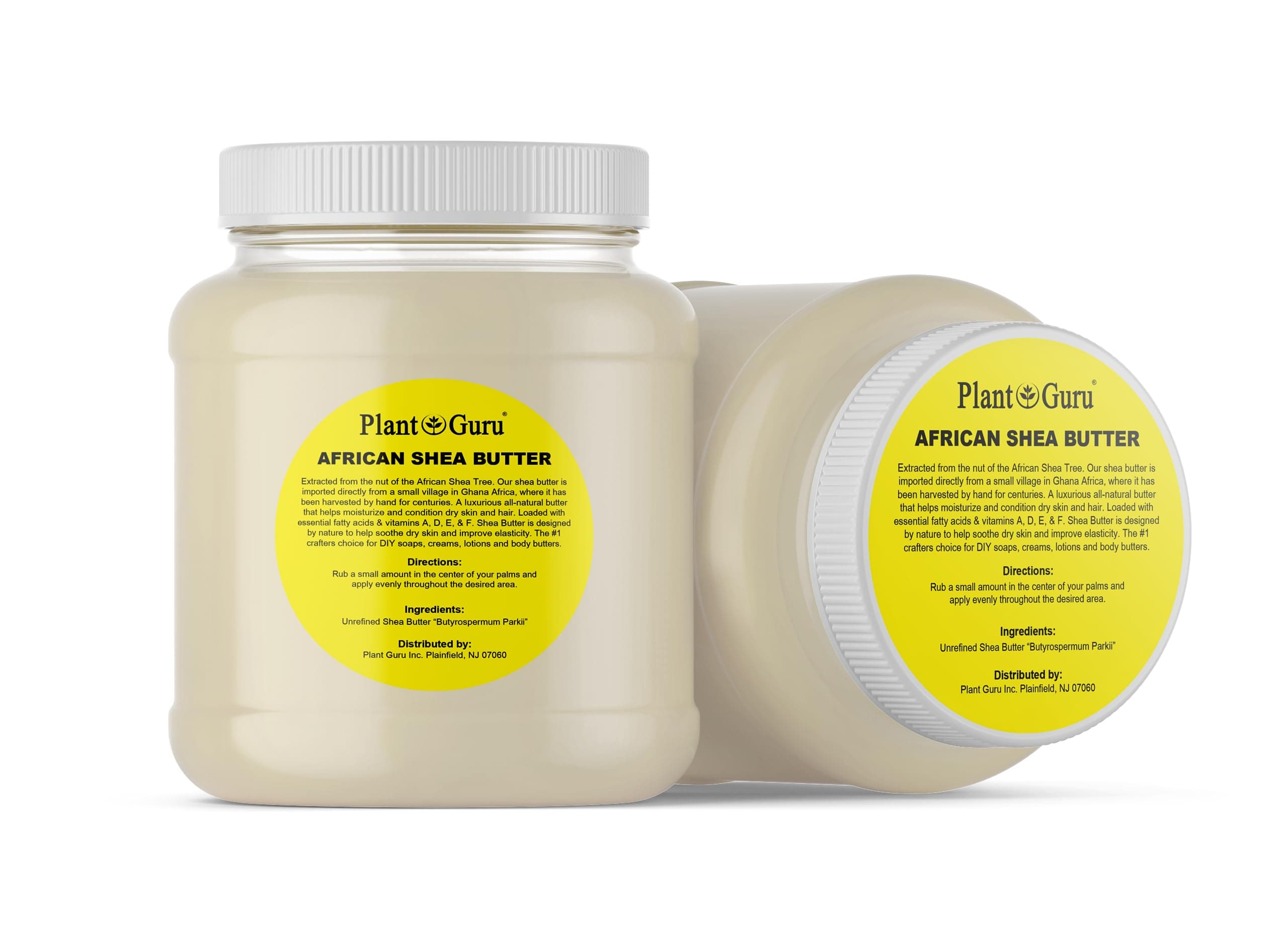 Plant Guru Raw African Shea Butter 3 lbs. Bulk 100% Pure Natural Unrefined IVORY Grade A - Ideal Moisturizer For Dry Skin, Body, Face And Hair Growth. Great For DIY Soap and Lip balm Making.