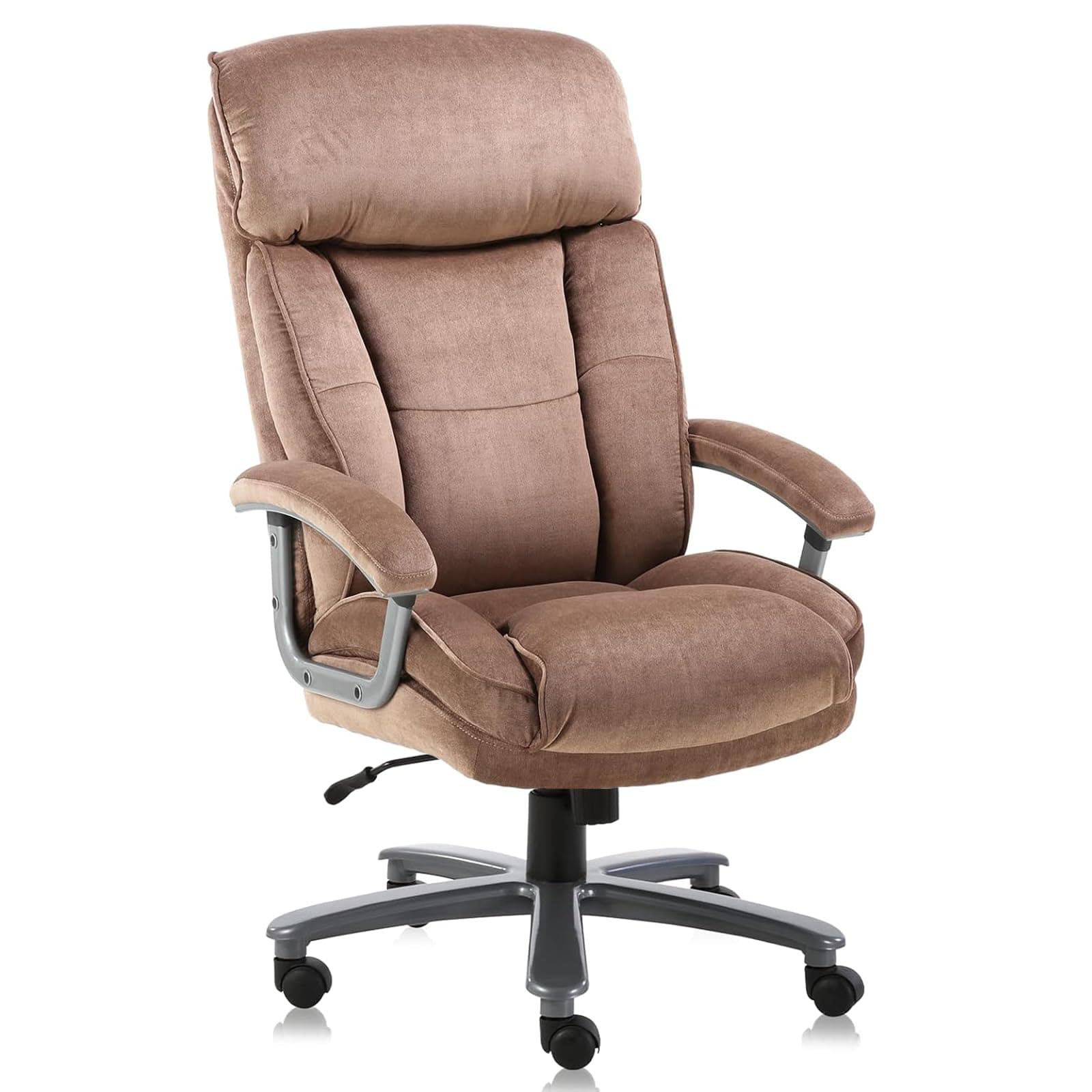 Ergonomic Big and Tall Executive Office Chair with Upholstered Swivel 800lbs High Capacity Adjustable Height Thick Padding Headrest and Armrest for Home Office Beige