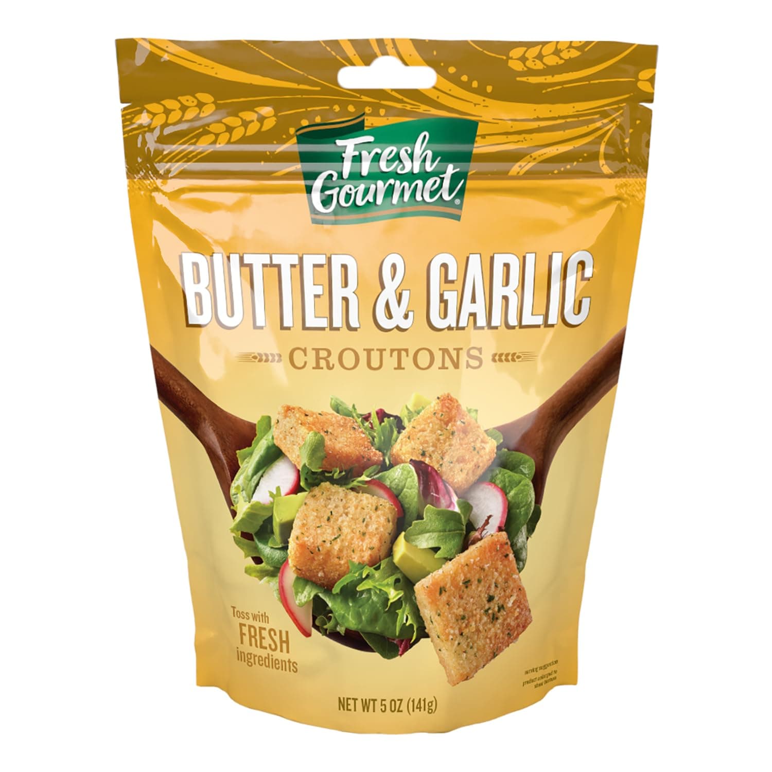 Premium Croutons | Butter & Garlic | 5 Ounce, Pack of 6 | Crunchy Salad Topper