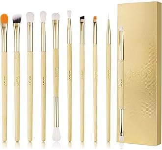 BEILI Eyeshadow Brushes Set 10pcs Duo End Eye Makeup Brushes Travel Makeup Brushes Set with Soft Synthetic Hairs & Real Bamboo Wood Handle for Eyeshadow, Blending,Concealer, Eyebrow, Eyeliners