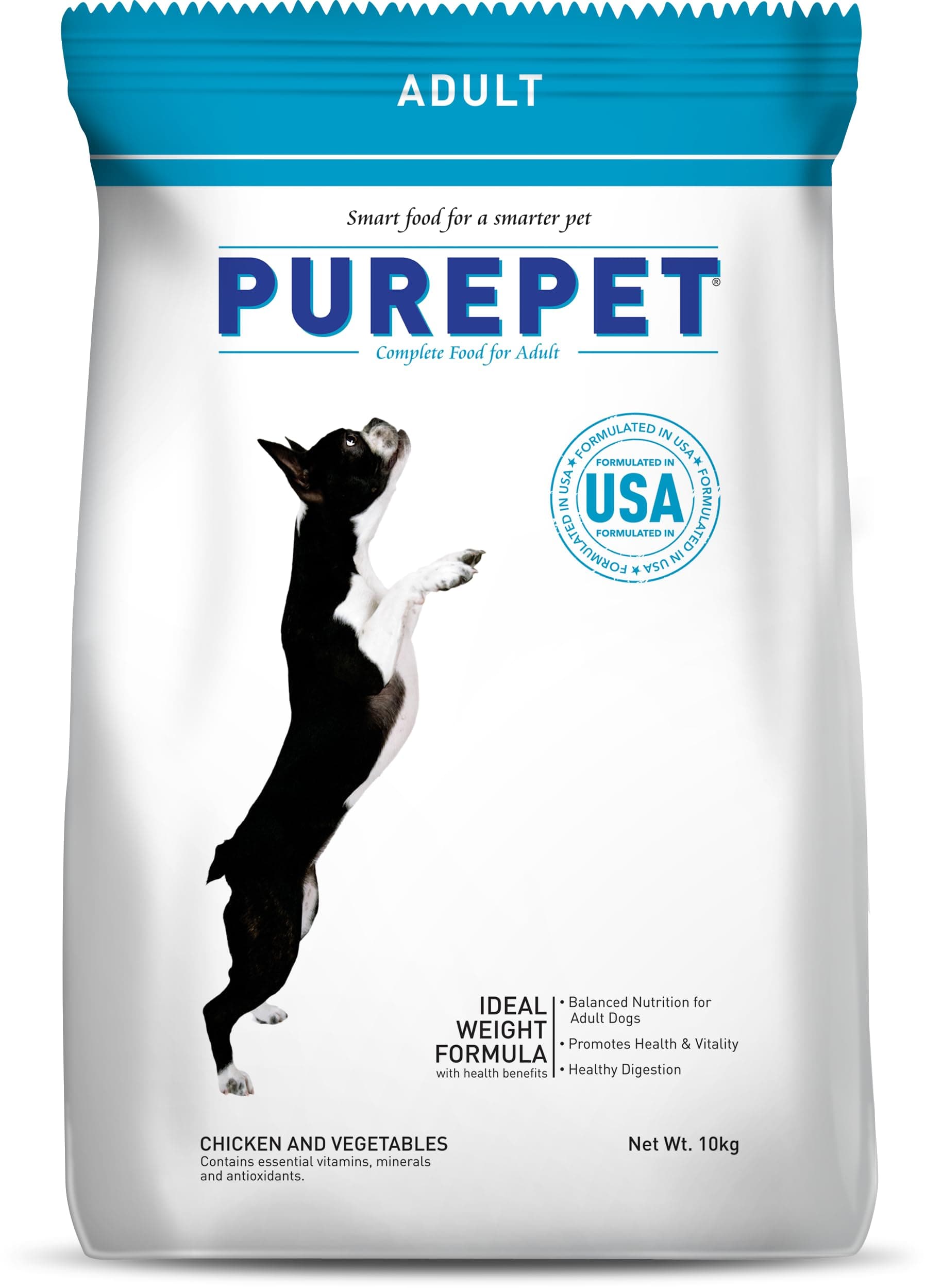 Purepet Adult Dry Dog Food, Chicken & Vegetable, 10 Kg | Complete Nutrition, Essential Vitamins & Minerals, Boosts Immunity & Digestion, Supports Bone & Muscle Growth