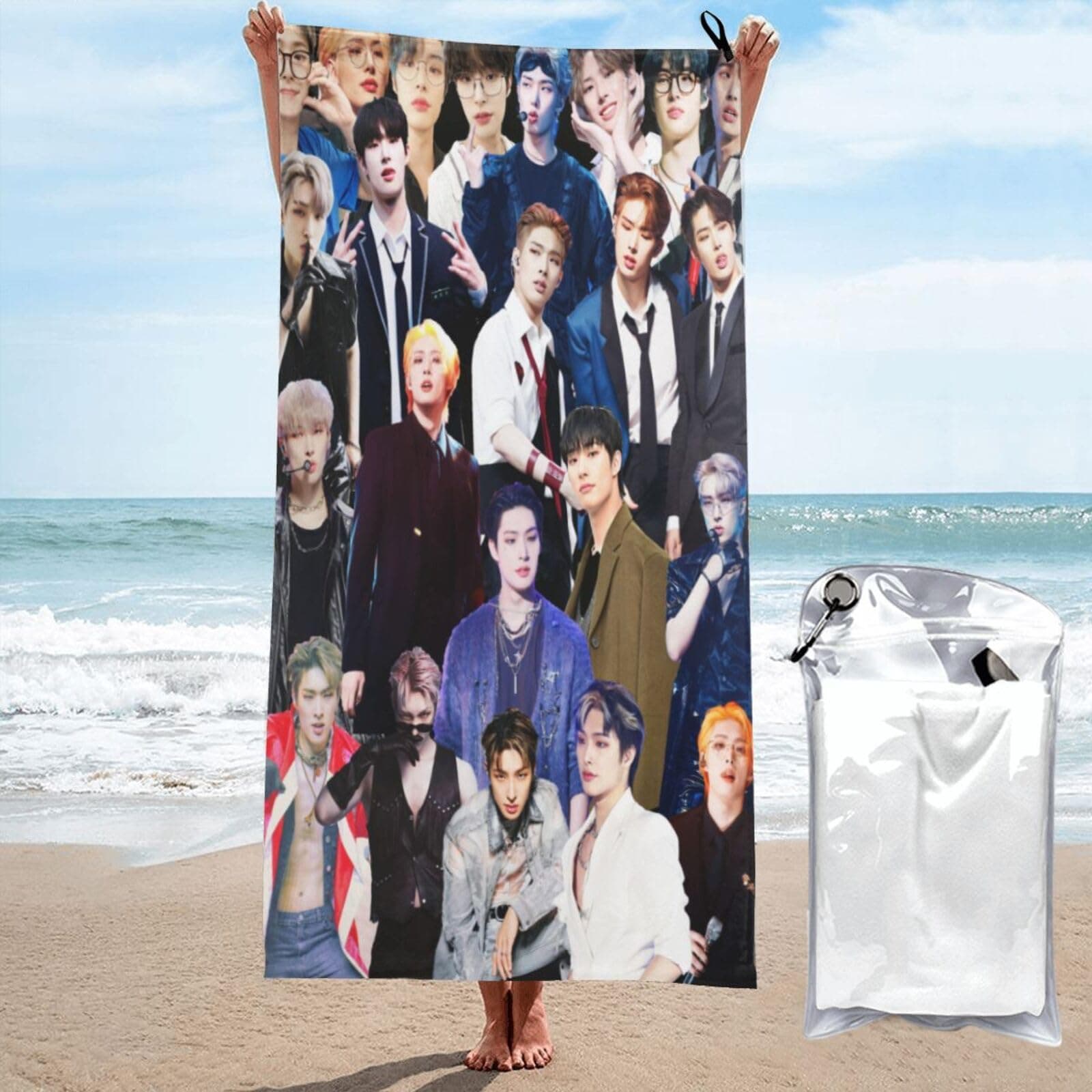 Beach Towel ATEEZ Mingi Microfiber Lightweight Quick Dry Beach Towels Bath Towel Quick-Dry Bath Towels Sea Blanket Tapestry for Travel Beach The Gym Camping Yoga picnics