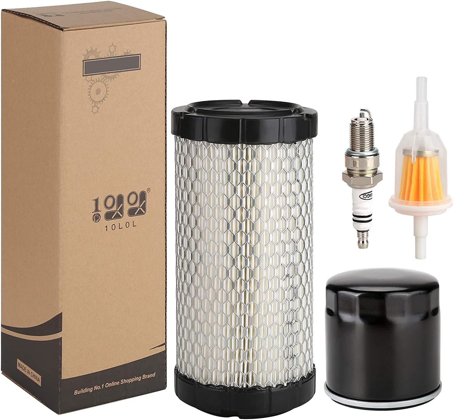 10L0LGolf Cart Tune Up Kit for EZGO TXT 2010 Up & RXV 2008 Up Gas Models with 4 Cycle Kawasaki 13.5 hp Engines Inl. Air Filter Oil Filter Fuel Filter Spark Plug, Engine Maintenance Kit for EZGO