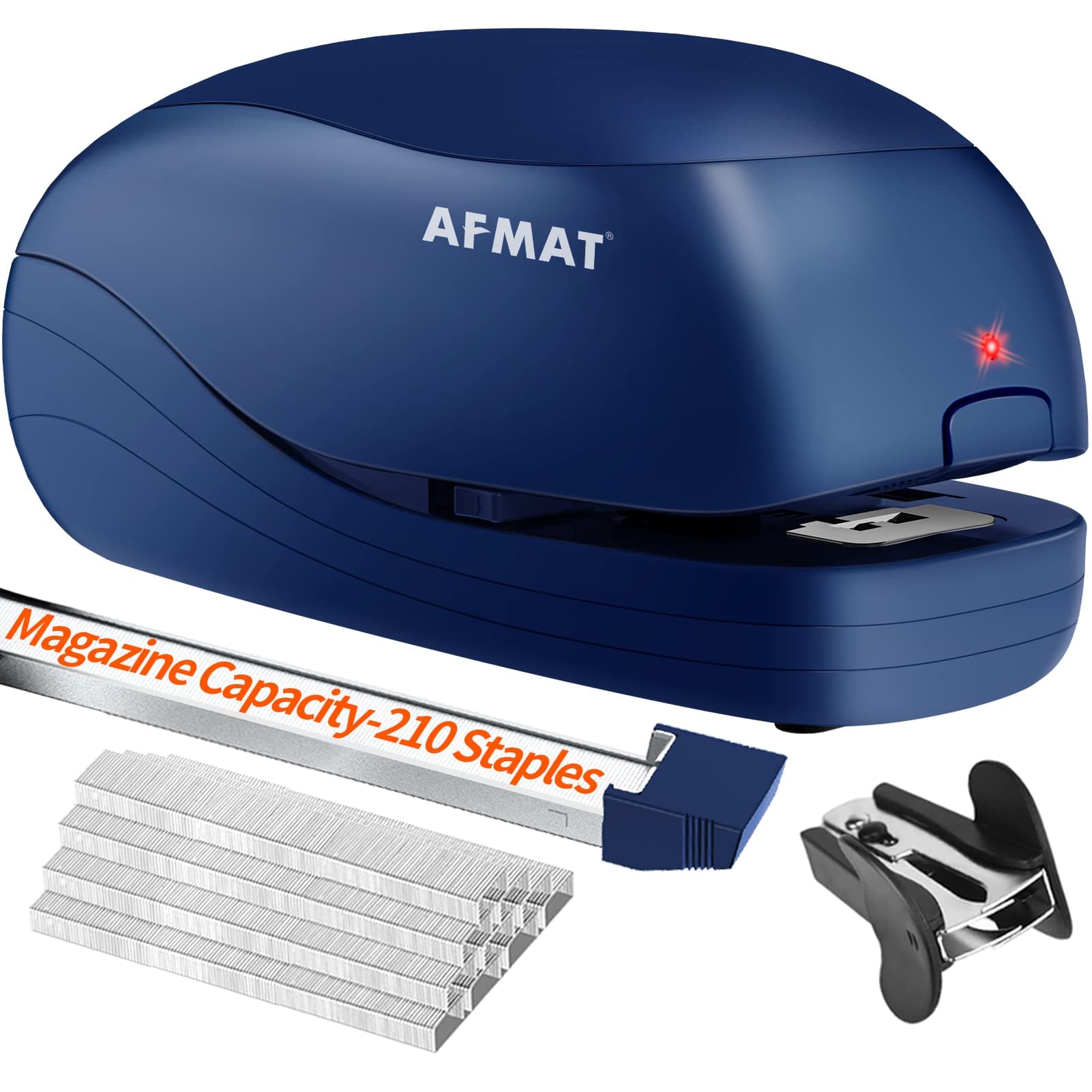 AFMAT Electric Stapler for Desk, Automatic Stapler Desktop, 25 Sheet Office Staplers Electric, AC or Battery Powered Staplers Heavy Duty Office Use, with Reload Reminder & Release Button, Blue