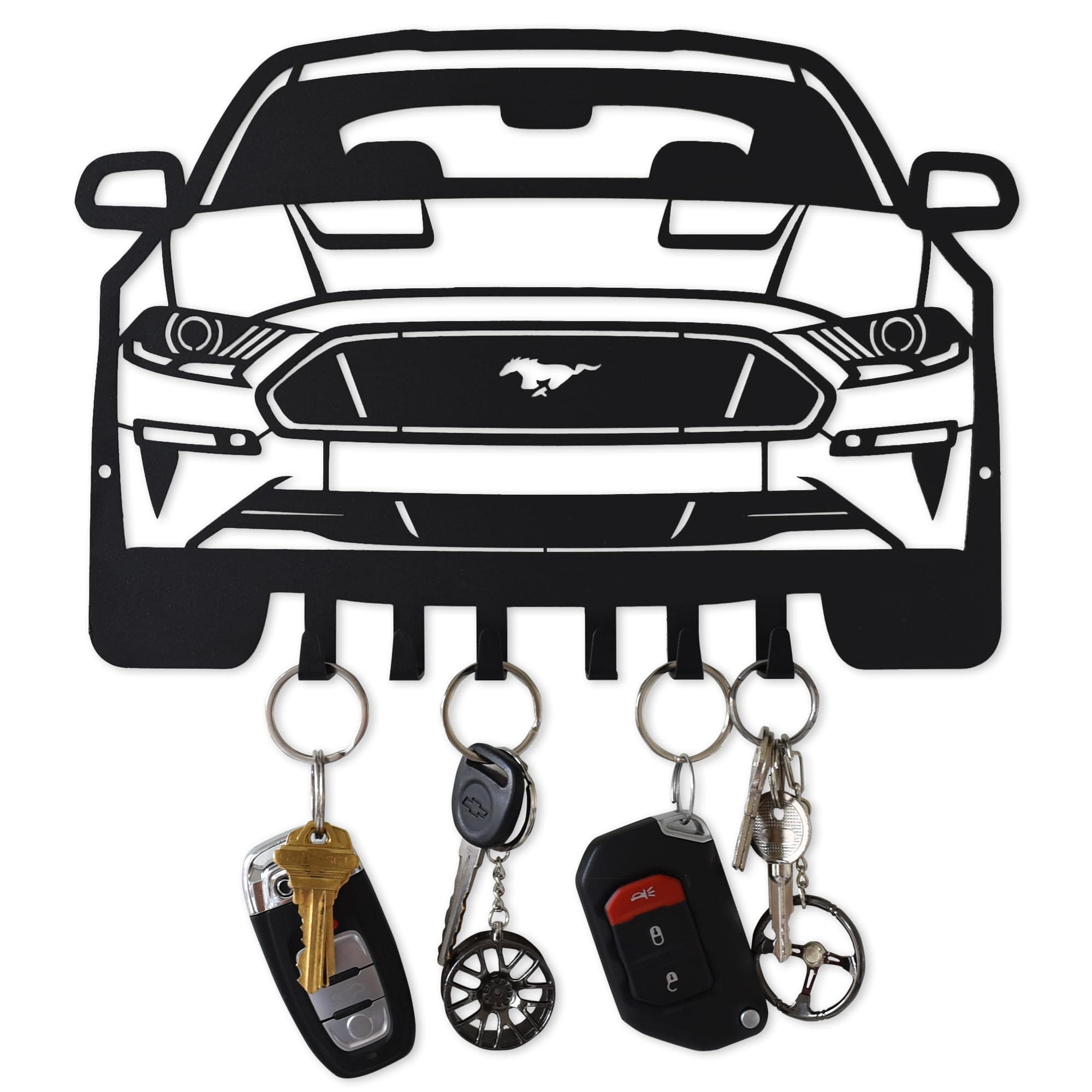 MOOH Metal Automotive Key Holder with 6 Hooks - Unique Wall Mounted Car Lovers Gifts for Men & Women - Cool Man Cave Decor