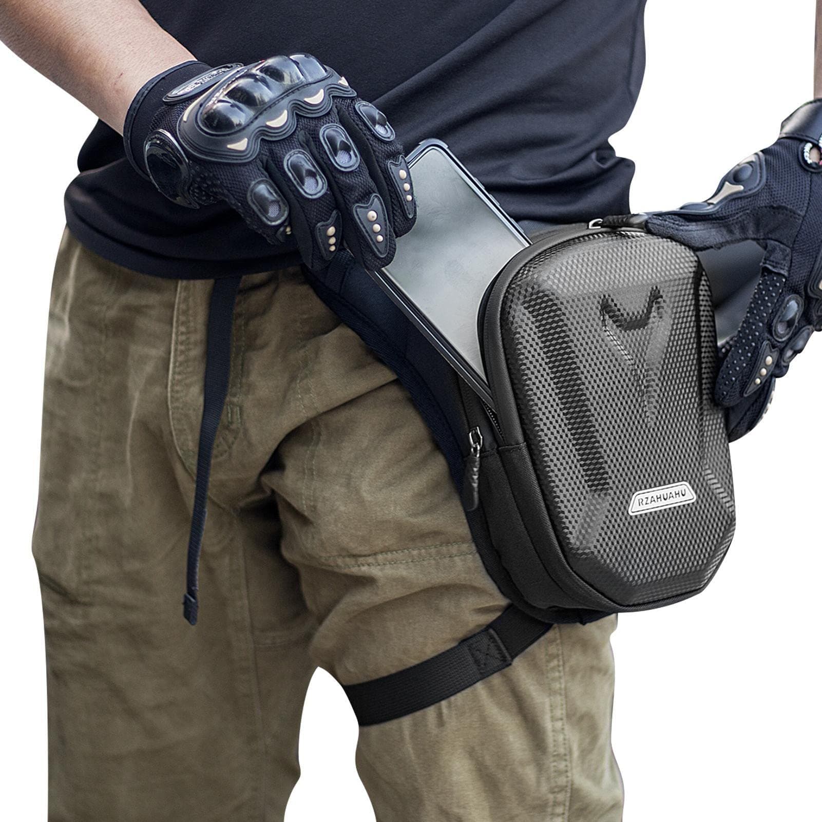 Leg Bag | Hard Shell Leg Bag for Men Motorcycle - Casual Leg Pack Black Waist Leg Bag for Hiking, Traveling, and