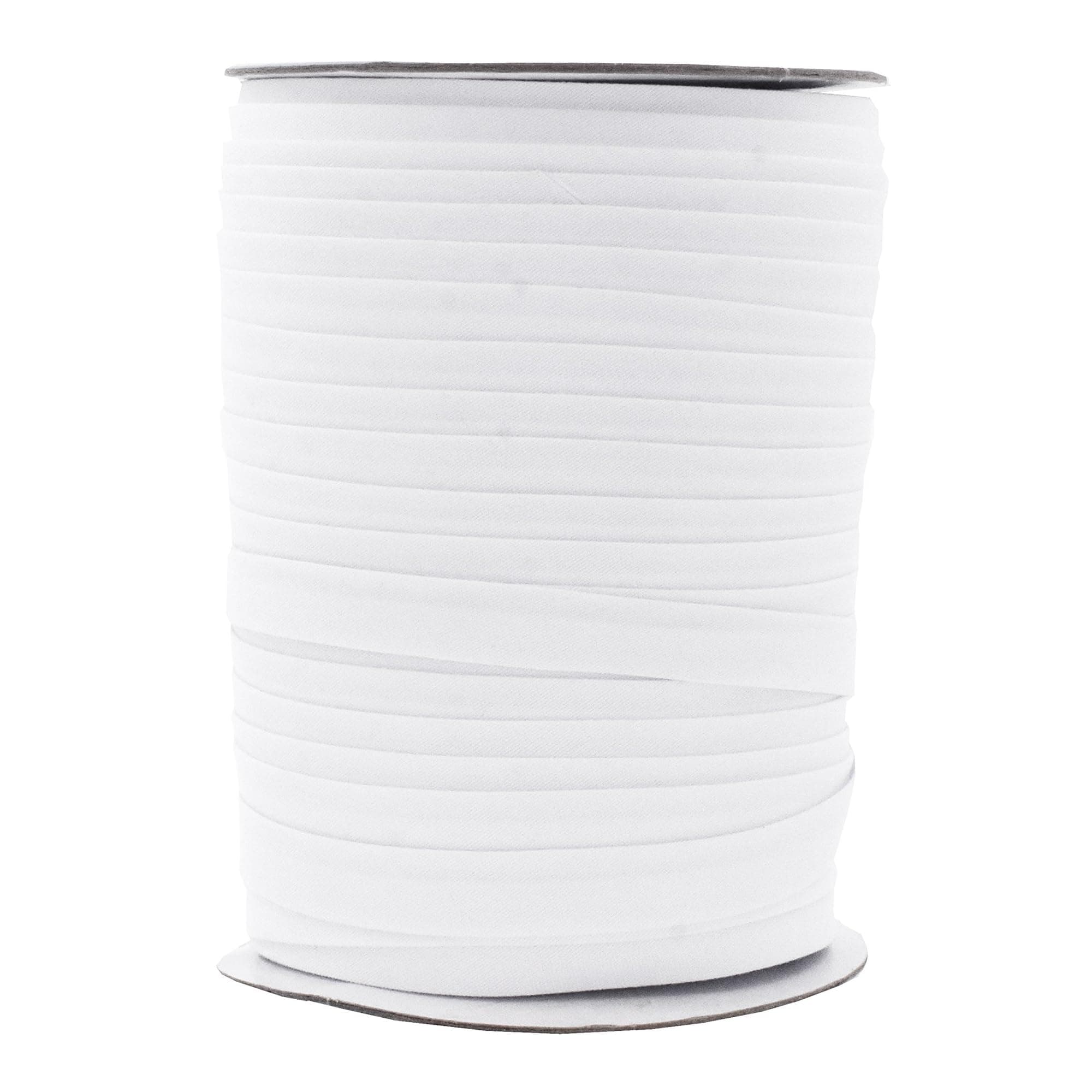 Double Fold Bias Tape for Sewing, Seaming, Binding, Hemming, Piping, Quilting; 1/2 Inch 55 Yards; by Mandala Crafts (1/2 Inch 55 Yards, White)