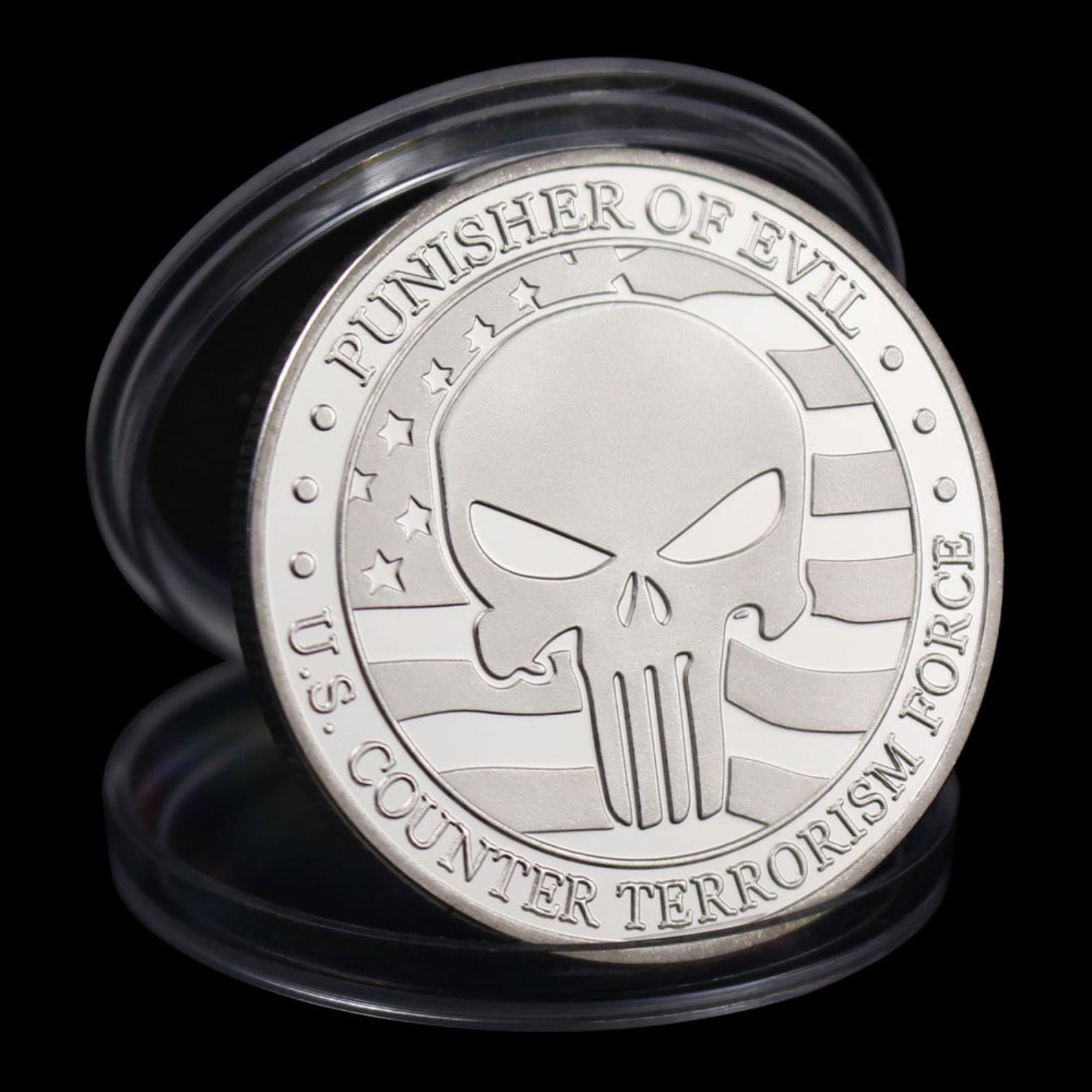 2PCS United States Counter Terrorism Force Souvenir Silver Plated Coin Punisher of Evil Commemorative Coin Challenge Coin