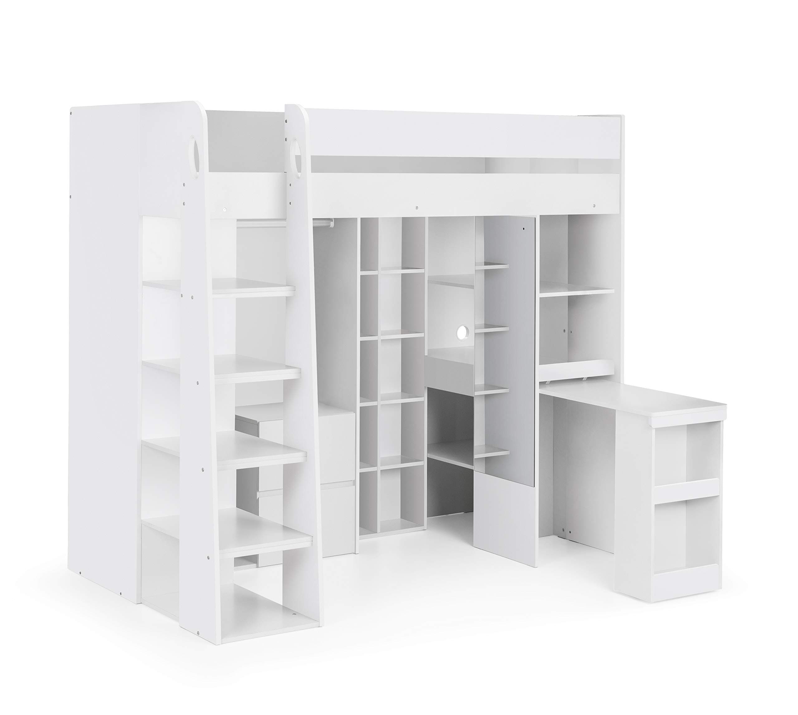 Julian Bowen Aurora High Sleeper, White, Single