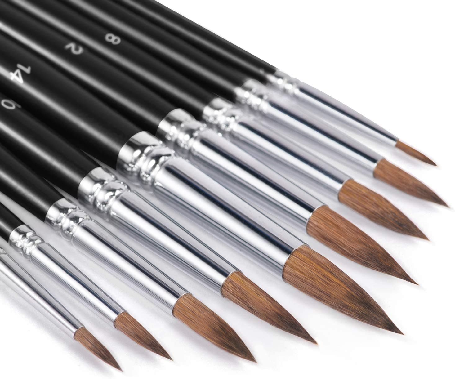 Kolinsky Sable Brushes, 9pcs Detail to Mop Sable Watercolor Brushes Round Pointed Professional Watercolor Brushes Perfect for Watercolor Gouache Ink Painting