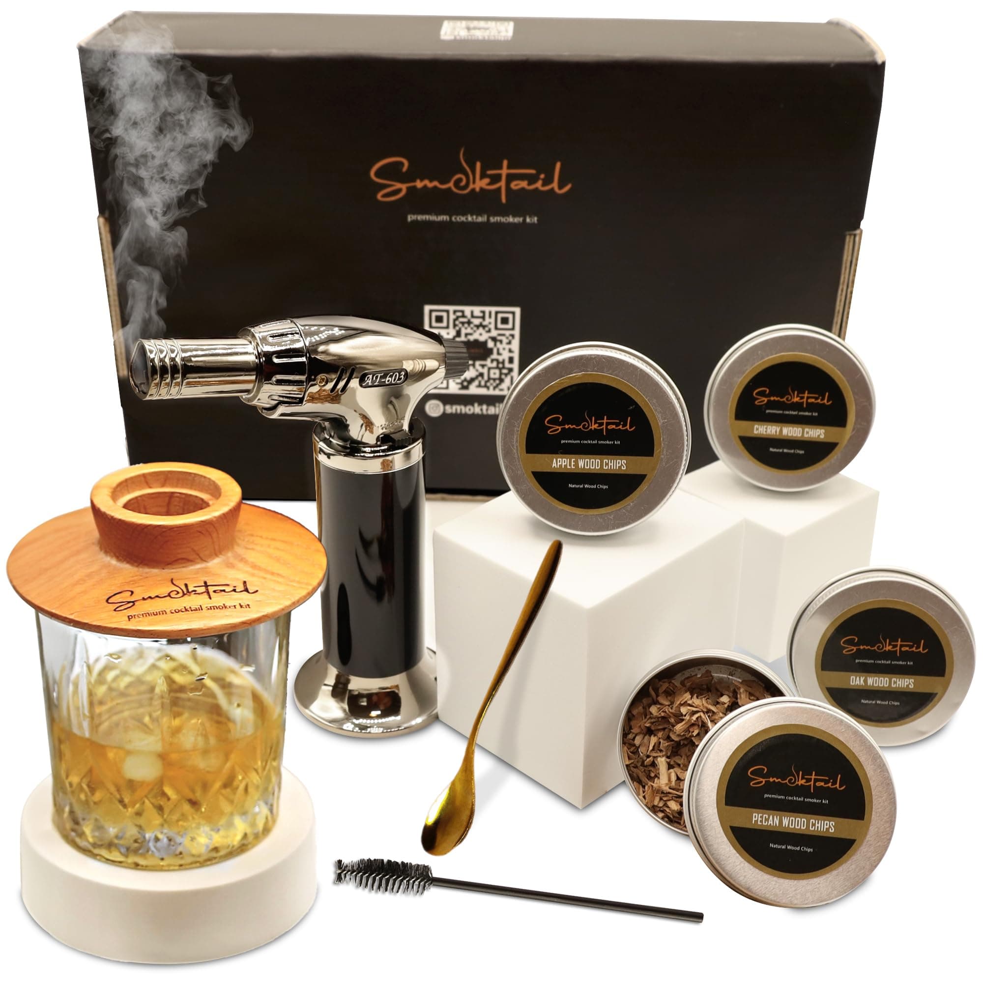 Cocktail Premium Smoker Kit - Premium Bourbon Smoker Kit for Crafting Exquisite Smoky Cocktails for Men and Women - Experience Blend of Bourbon and Smoke (Without Butane)