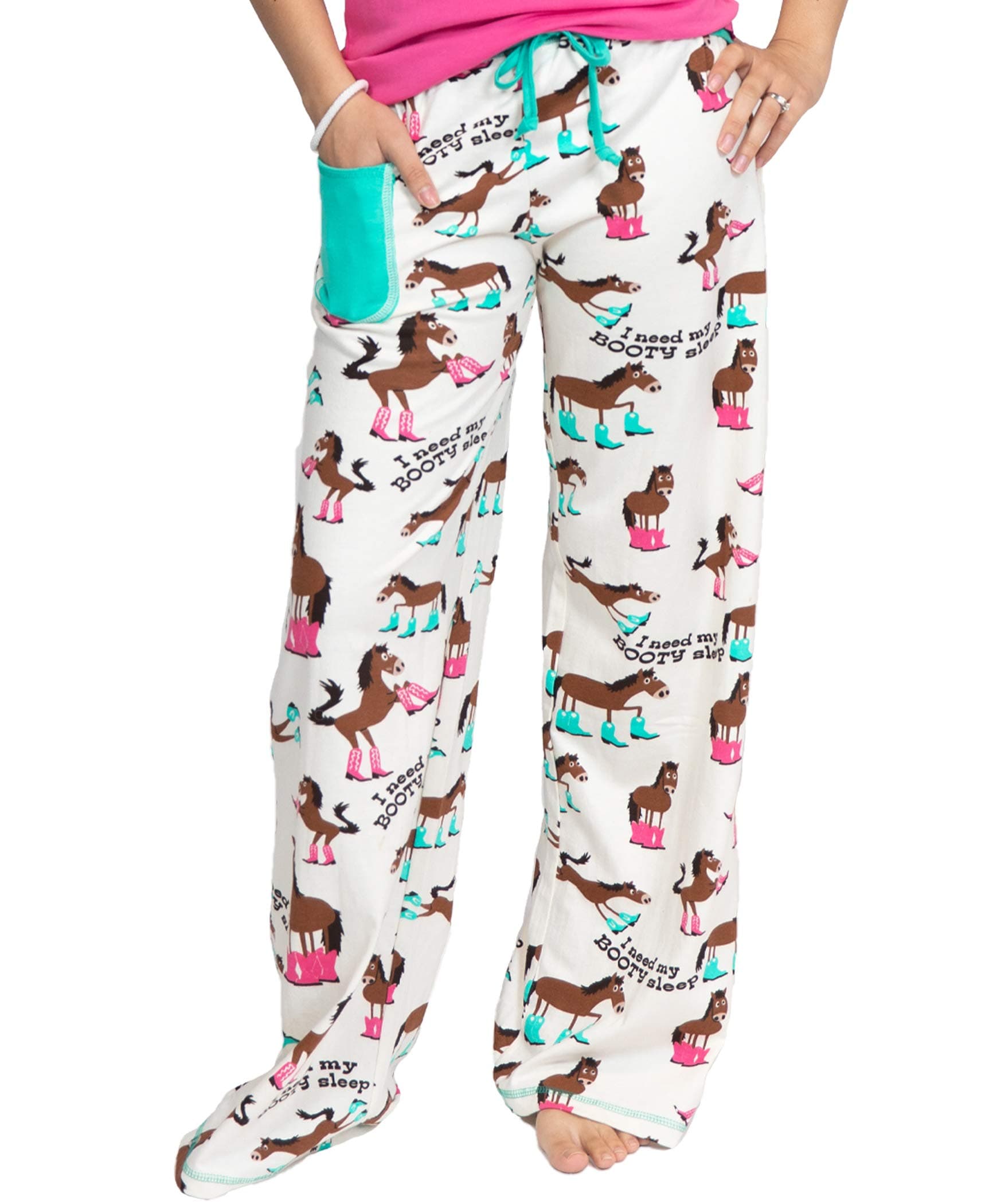 Lazy One Fitted Pajamas for Women, Cute Pajama Pants and Top Separates, Horse, Boots, Western, Animal (Booty Sleep, X-Large)