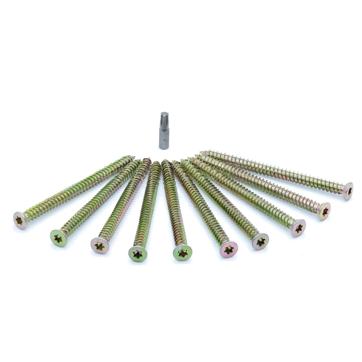 SEQUAL® 70mm 10 Pack Easy Drive Countersunk Direct Concrete Screws. No Plugs Needed. T30 Torx Driver bit Comes Free with Every Purchase.