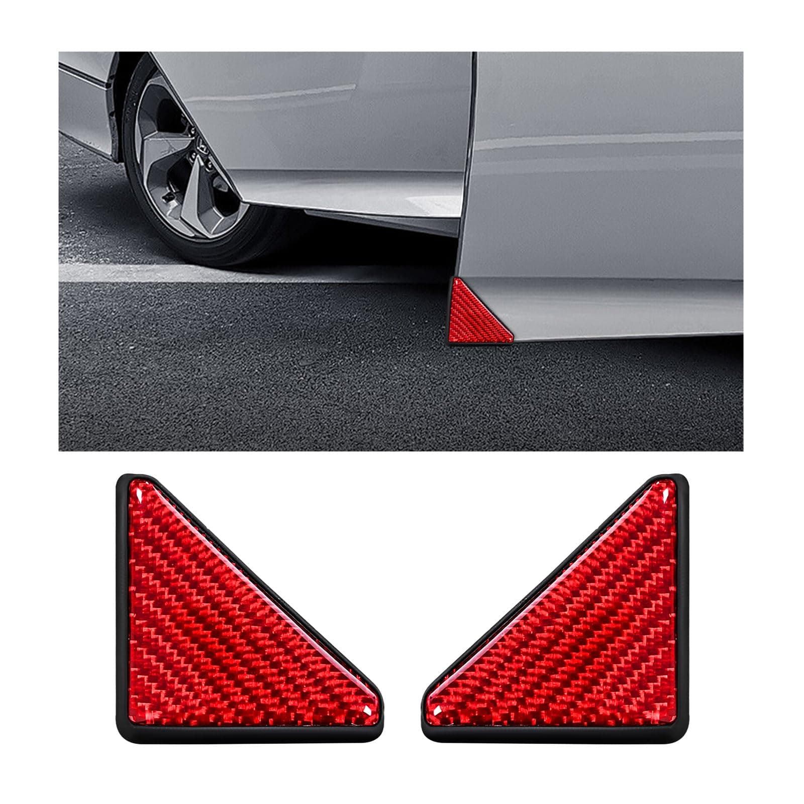 2PCS Car Side Door Edge Guards, Carbon Fiber Anti-Collision Vehicle Door Corner Protector, Self-Adhesive Auto Front Door Corner Scratch Sticker Film, Universal Car Accessories (Red)