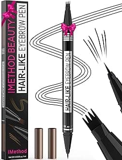iMethod Microblading Eyebrow Pencil - Eyebrow Pencil 2-in-1 Dual-Ended Eyebrow Pencil with 4-Prong Micro Fork Tip Applicator & Precise Brush Tip Creates Natural Eyebrows, Black