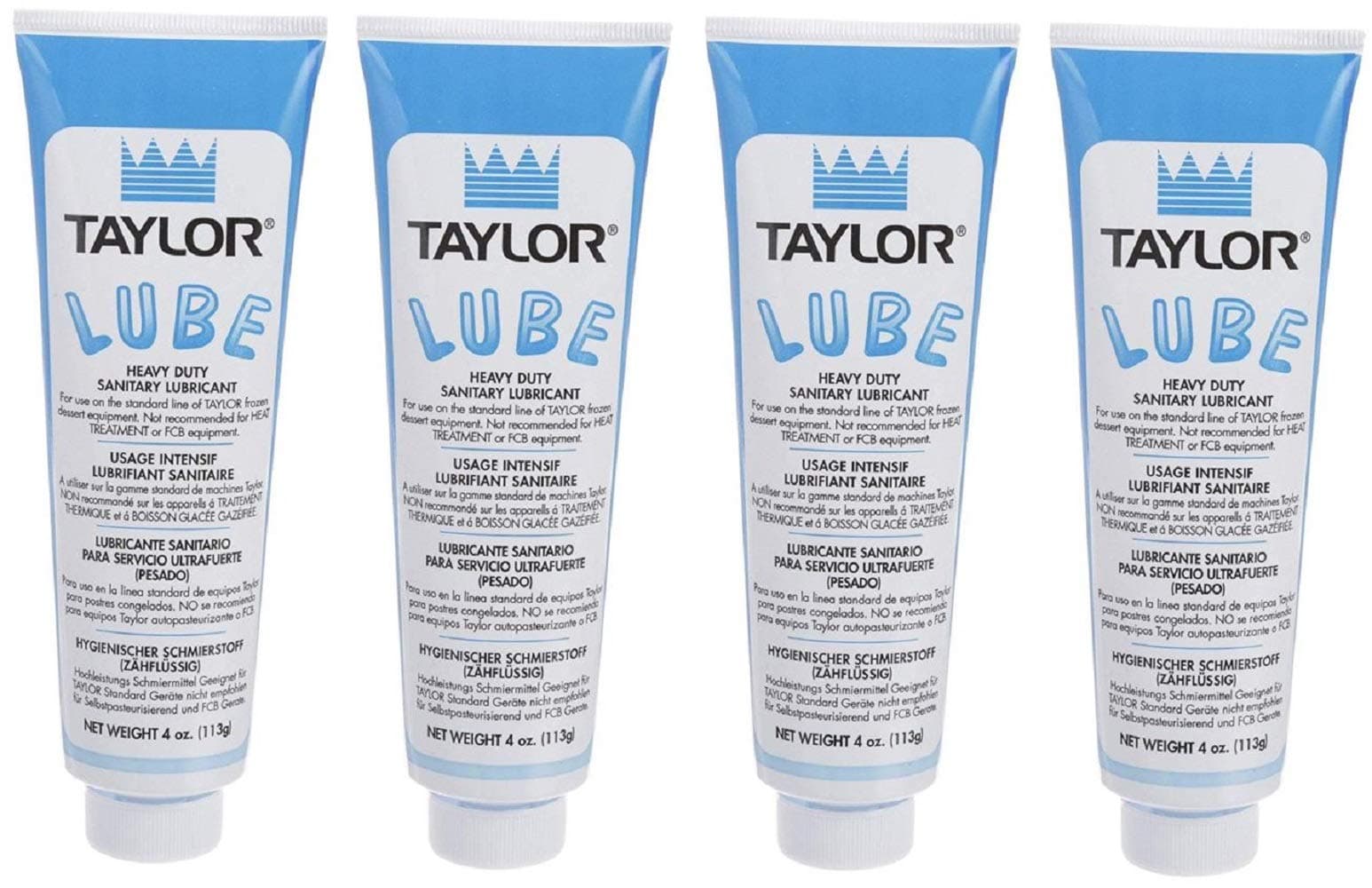Taylor Blue Lube, 4 x Heavy Duty Sanitary Lubricant, Food Safe Lube, Colorless, Soft Serve Lubricant, Compatible with: Stoelting, Taylor, Kappus, 47518, 4 x 4 Oz Tubes
