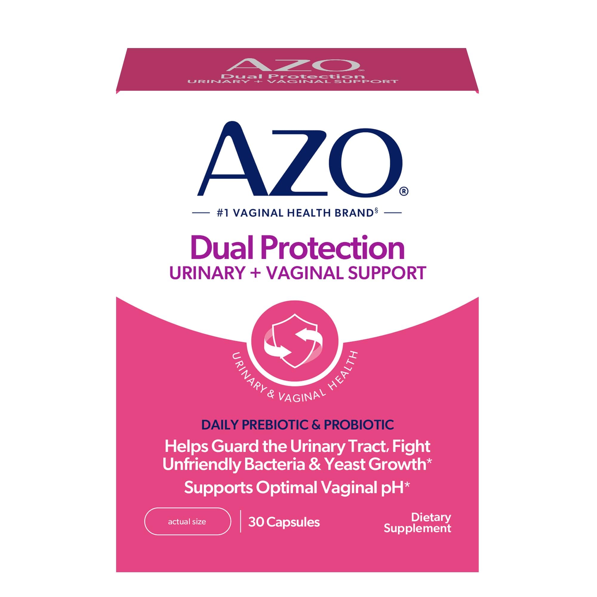 AZO Dual Protection, Urinary + Vaginal Support, Prebiotics and Probiotics for Women*, Starts Working Within 24 Hours, Non-GMO, 30 Count