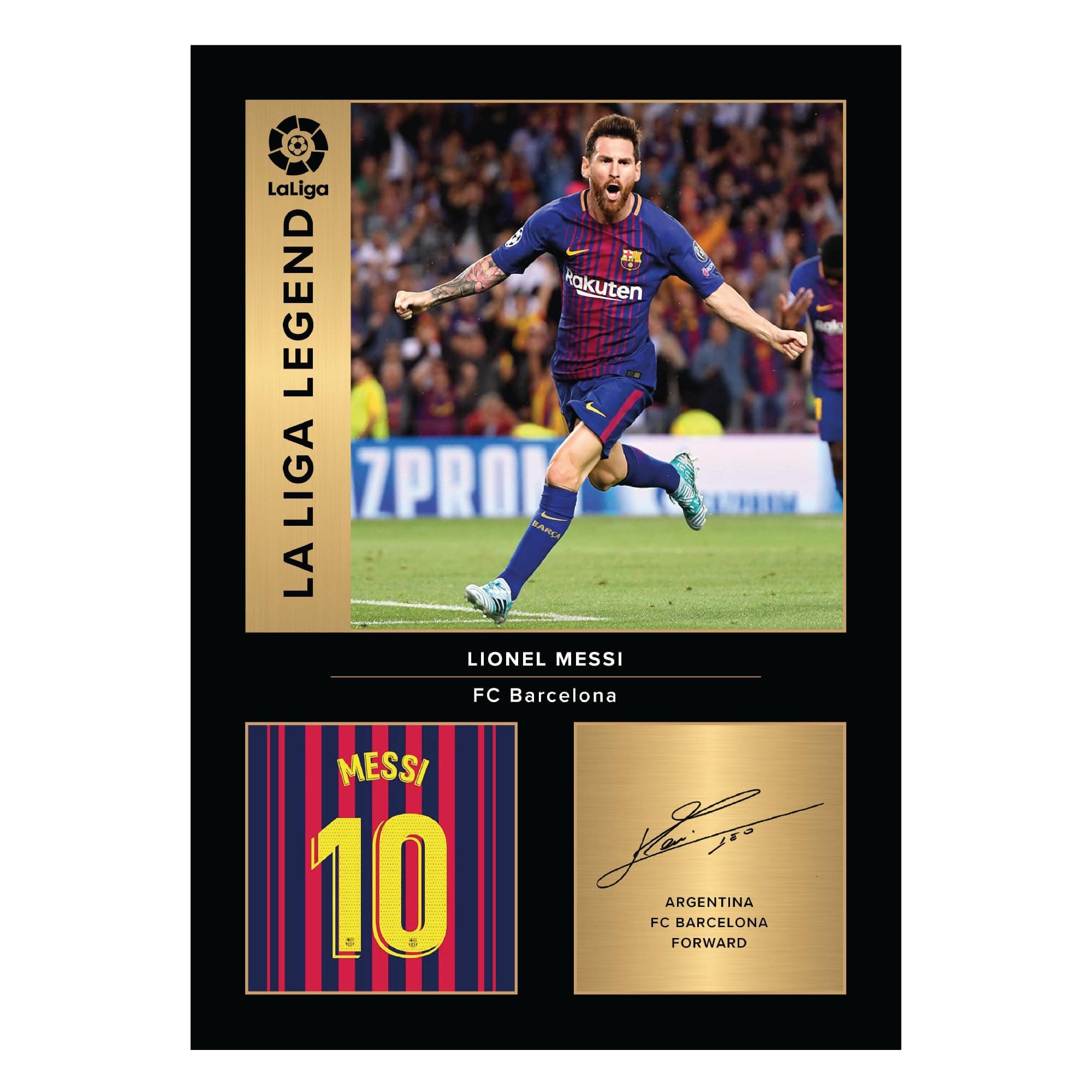 Icons Wall Art – Lionel Messi Legends Barcelona A4 Printed Photo Display – Digitally Reproduced Signature – Football/Soccer Fan Gift – Unframed Barca Memorabilia Poster