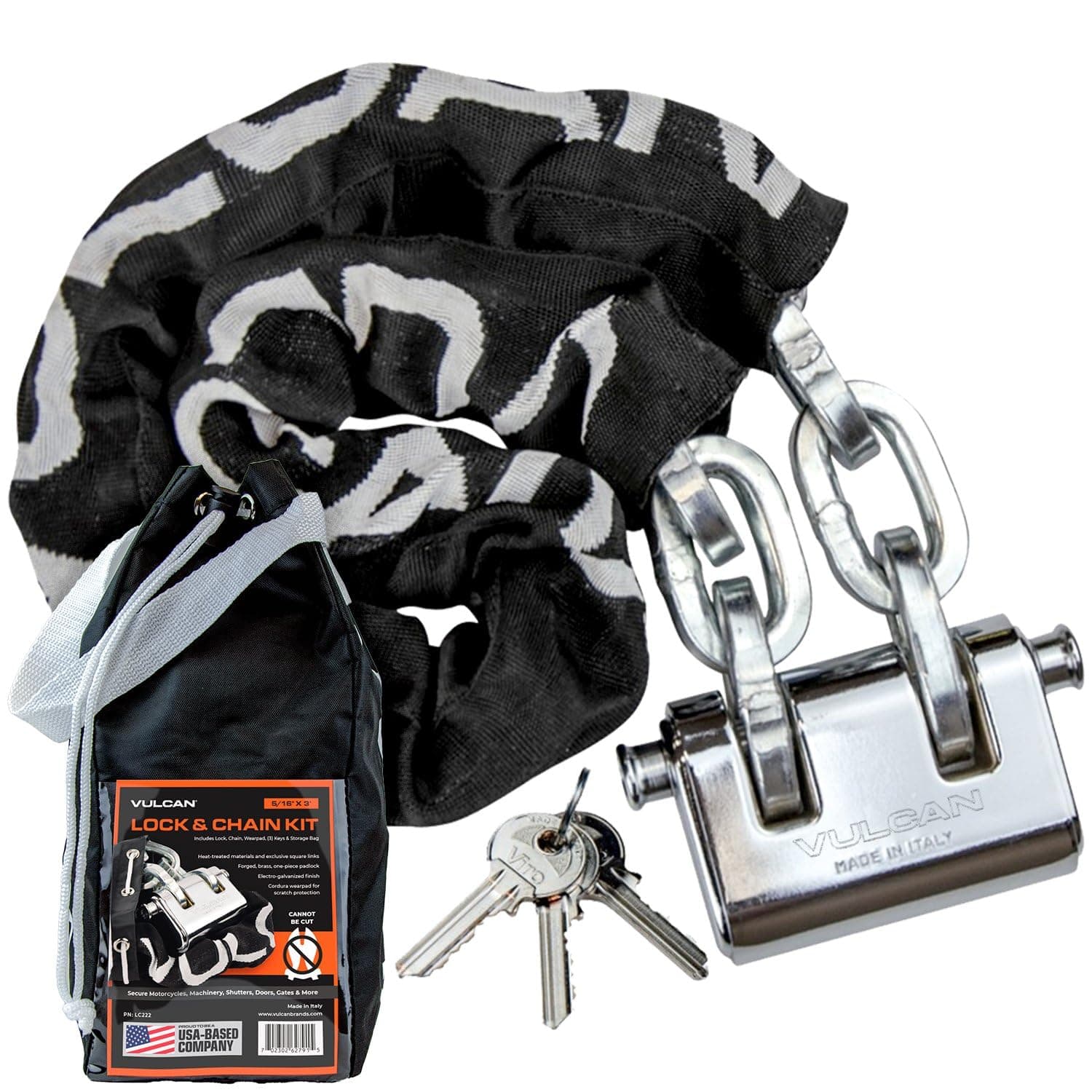 Security Chain and Lock Kit - Premium Case-Hardened - 5/16 Inch x 3 Foot Chain Cannot Be Cut with Bolt Cutters or Hand Tools