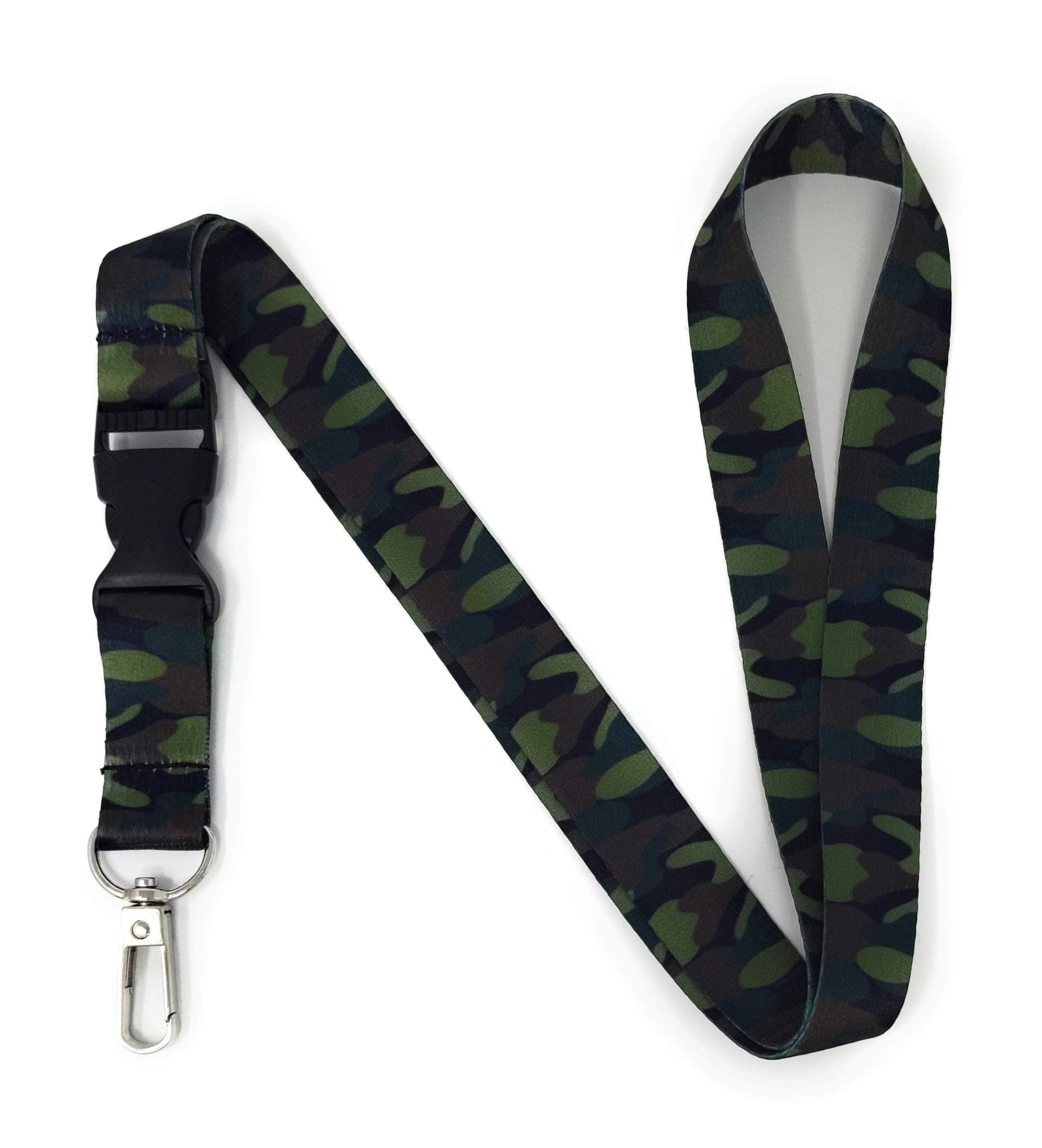 Vinylcation Camo Lanyard Keychain and ID Holder with Detachable Buckle for Keys or Badge | Durable Thick Polyester | Camouflage Novelty Necklace (Green)