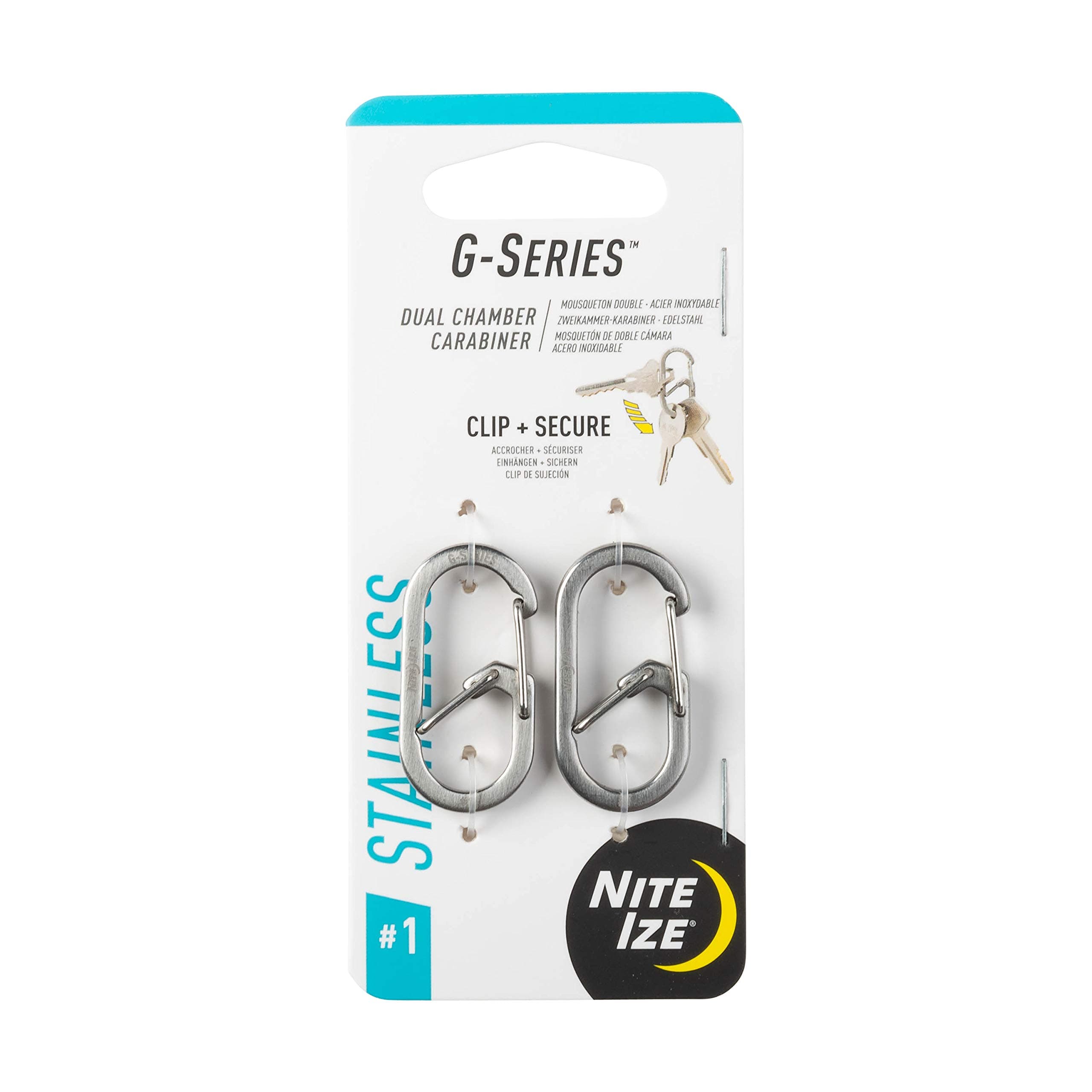 Gs1-11-2R6 G-Series Dual Chamber Carabiner, Size #1 2-Pack, Stainless Steel