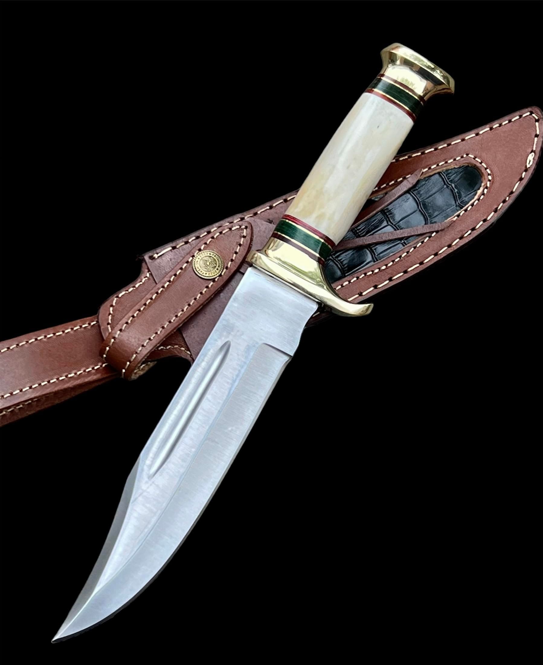 Custom Handmade D2 Steel 12.5 Inches Hunting Knife - Perfect Grip Bone Handle with Brass fitting (REG-225)