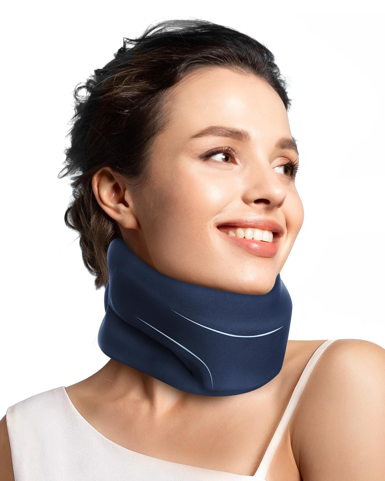 BETOVIN Neck Support - Neck Support for Sleeping, Soft Foam Wrap, Pressure Relief of the Cervical Spine for Women and Men, (12.6-15.8 Inch) Blue