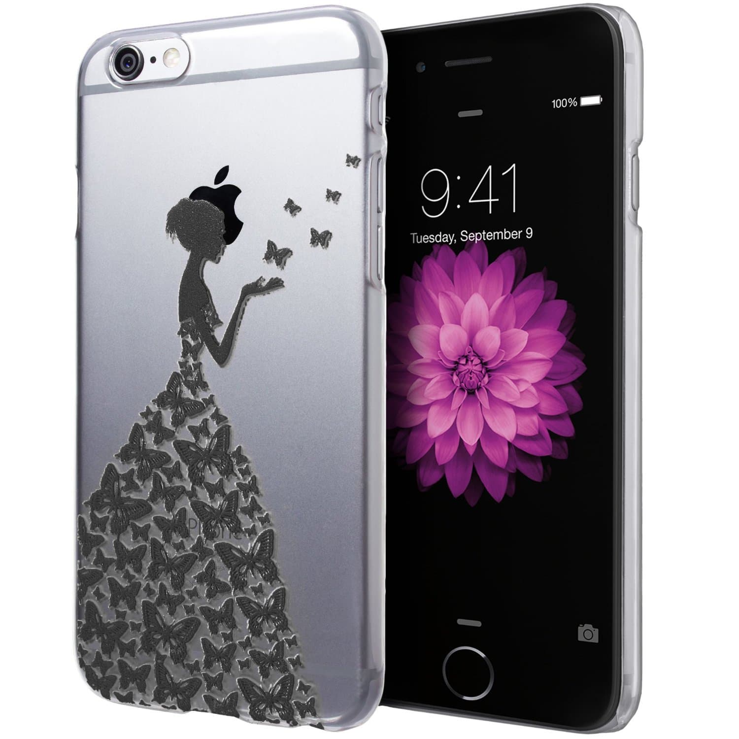 iPhone 5c Case,Fashion Hard Butterfly Dress Girl Design Princess Pattern Premium Transparent Pc Cover Apple iPhone 5c(Black)