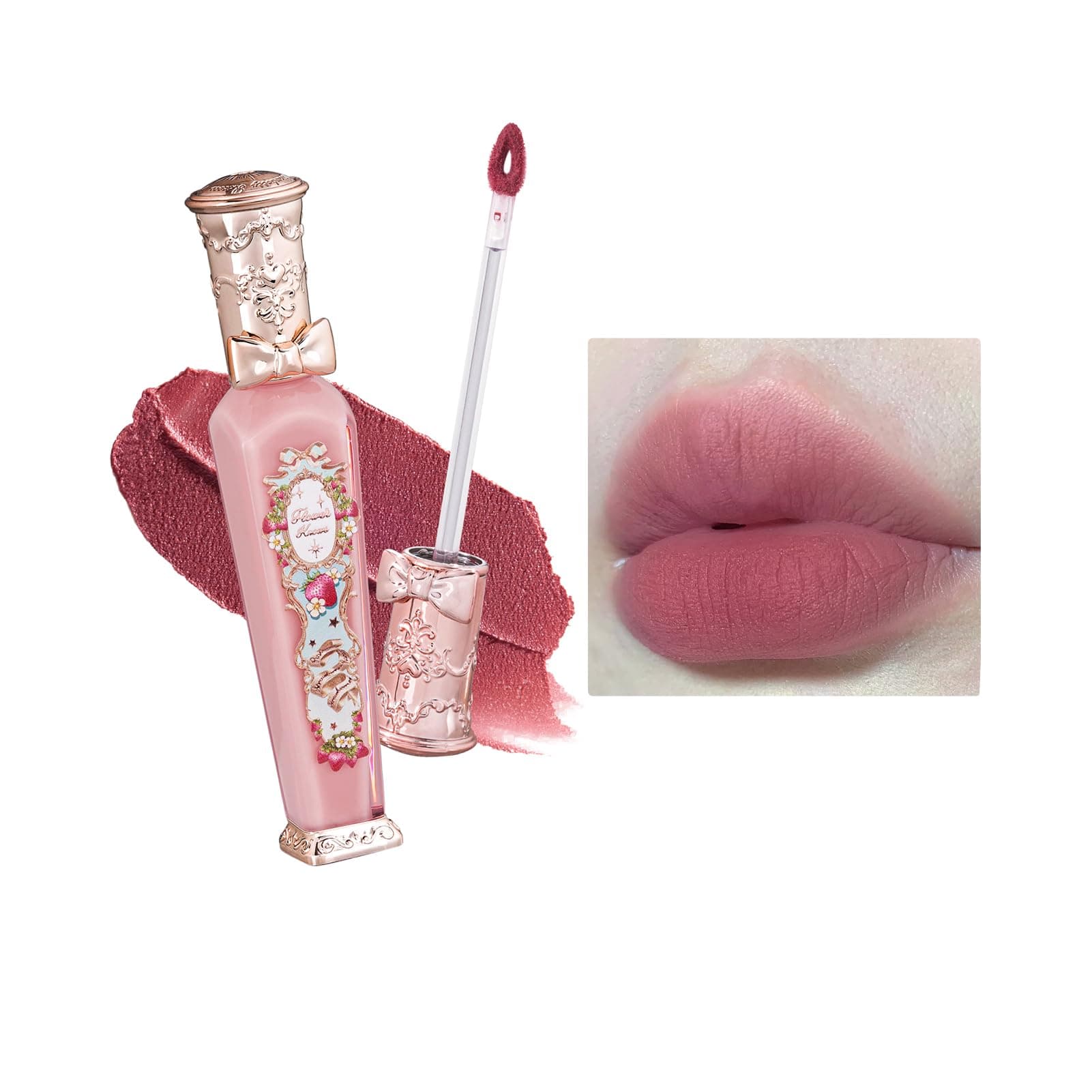 Strawberry Rococo Cloud Lip Cream,Long Lasting Mauve Pink Matte Lipstick,Hydrating Lip Stain,Transfer & Smudge Proof Velvet Liquid Lipstick for Girls&Women,0.12 Fl Oz(S06 Tea Break)