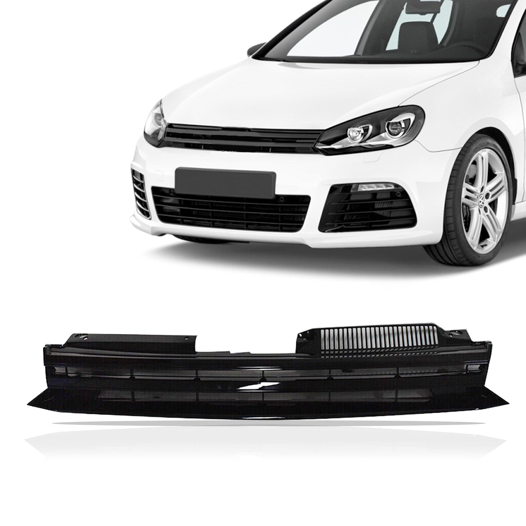 PartsFlow Front Upper Grill Badgeless Sport Grille Gloss Black Compatible With 2010 2011 2012 2013 2014 VW Volkswagen Mk6 Golf GTI Jetta Sportwagen