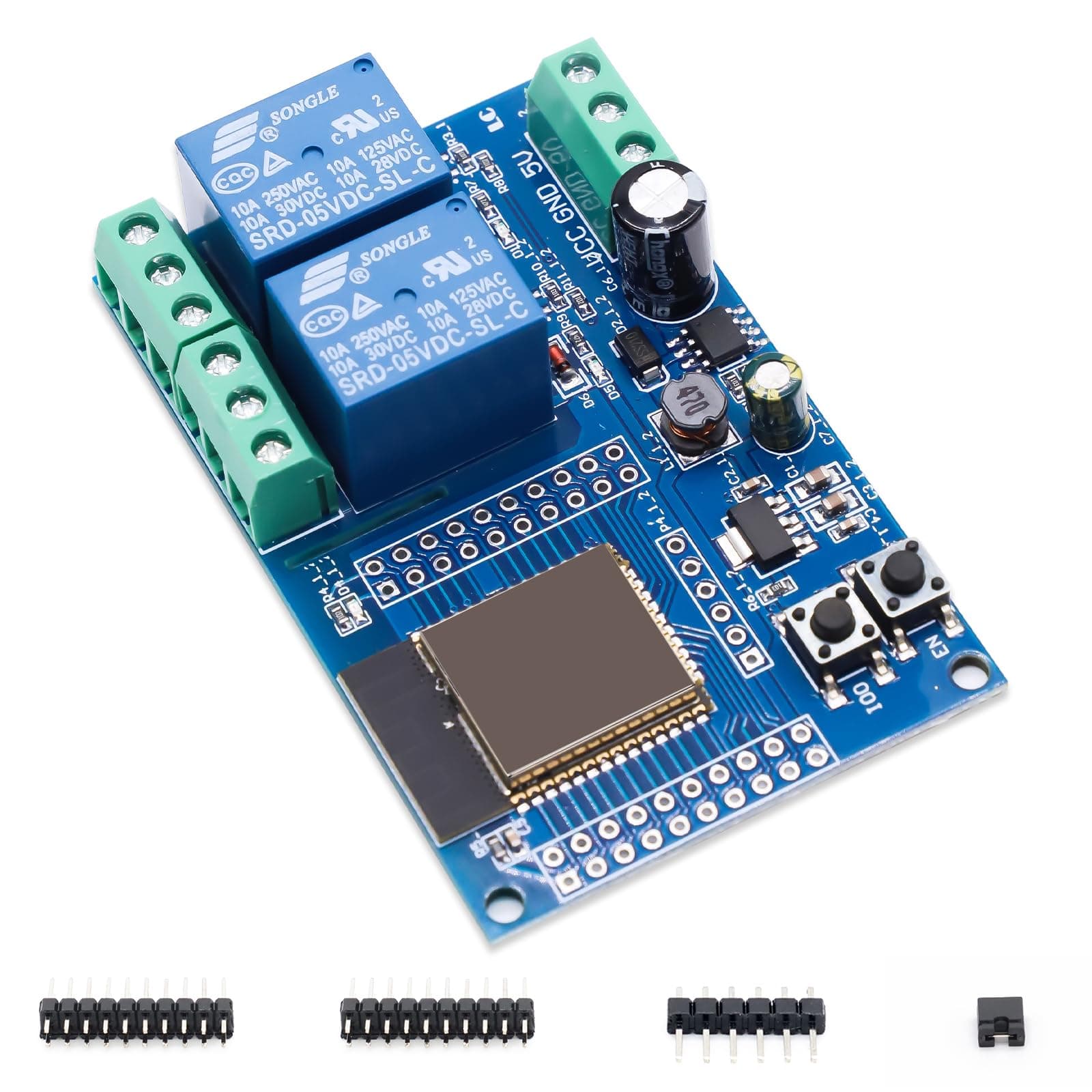 Binghe ESP Relay 2-Channel Module, ESP Relay Development Board with 4MB Flash Dual Wifi DC5-60V Power Supply Programmable for Secondary Development Learning (LC-Relay-ESP-2R-D5)