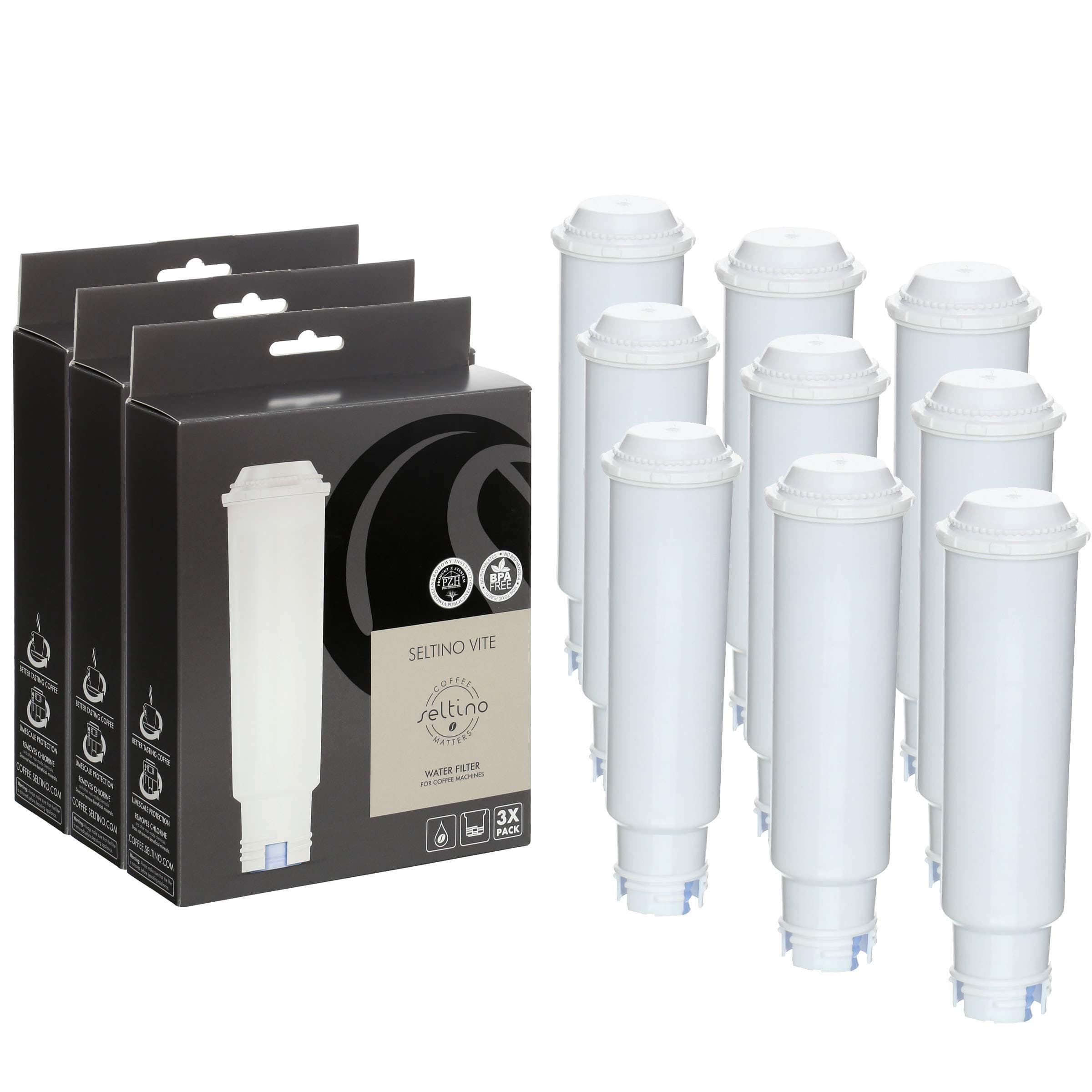 9x Seltino VITE - water filter replacement for KRUPS Coffee Machines. Filter cartridge compatible with Krups CLARIS F088, Bosch, TCZ6003, Siemens, TZ6003, TCZ 2003... (3x triple pack!)