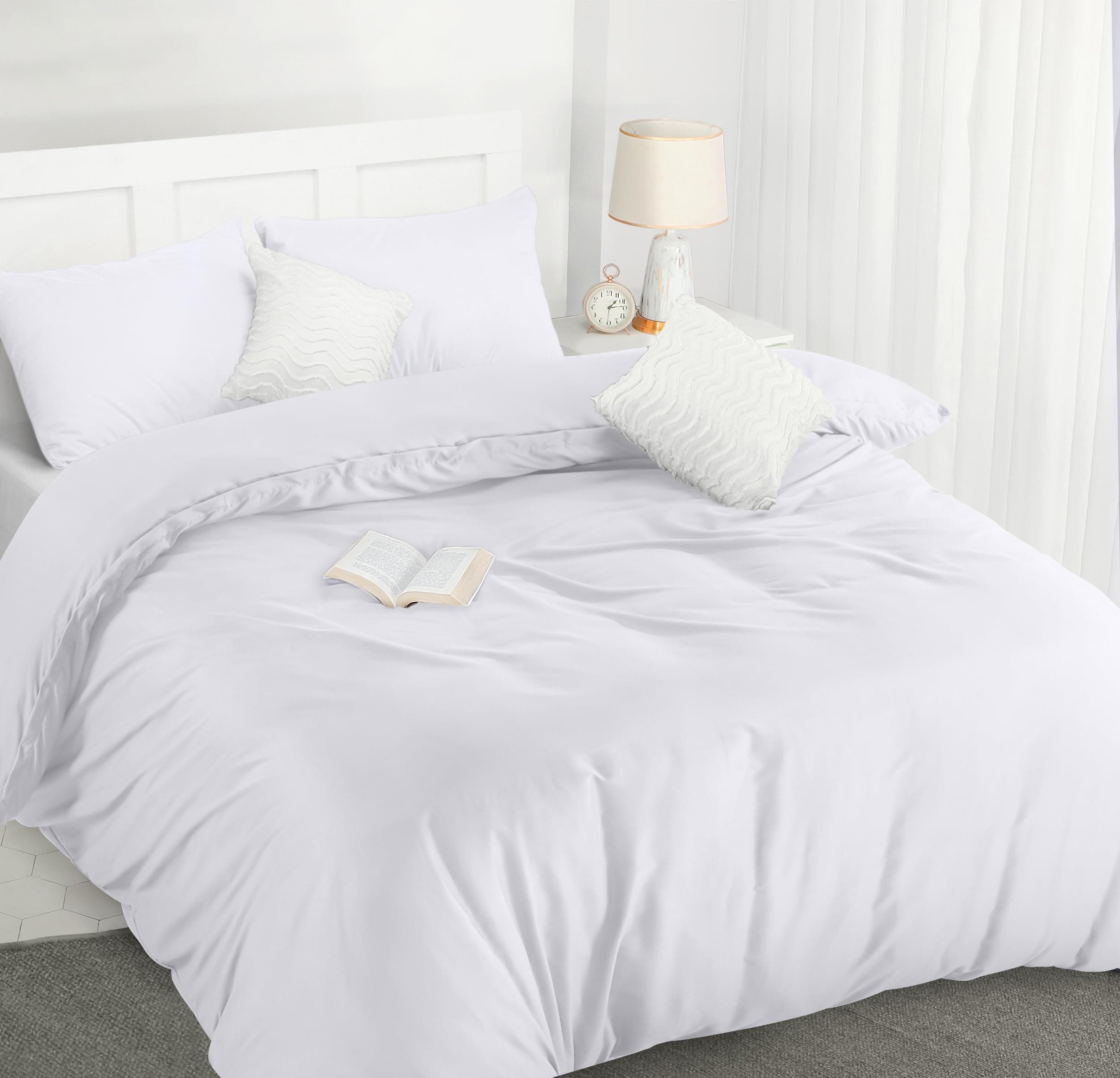 Utopia Bedding King Size Duvet Cover with Pillow cases - Soft Microfibre Polyester - Quilt Set (White)