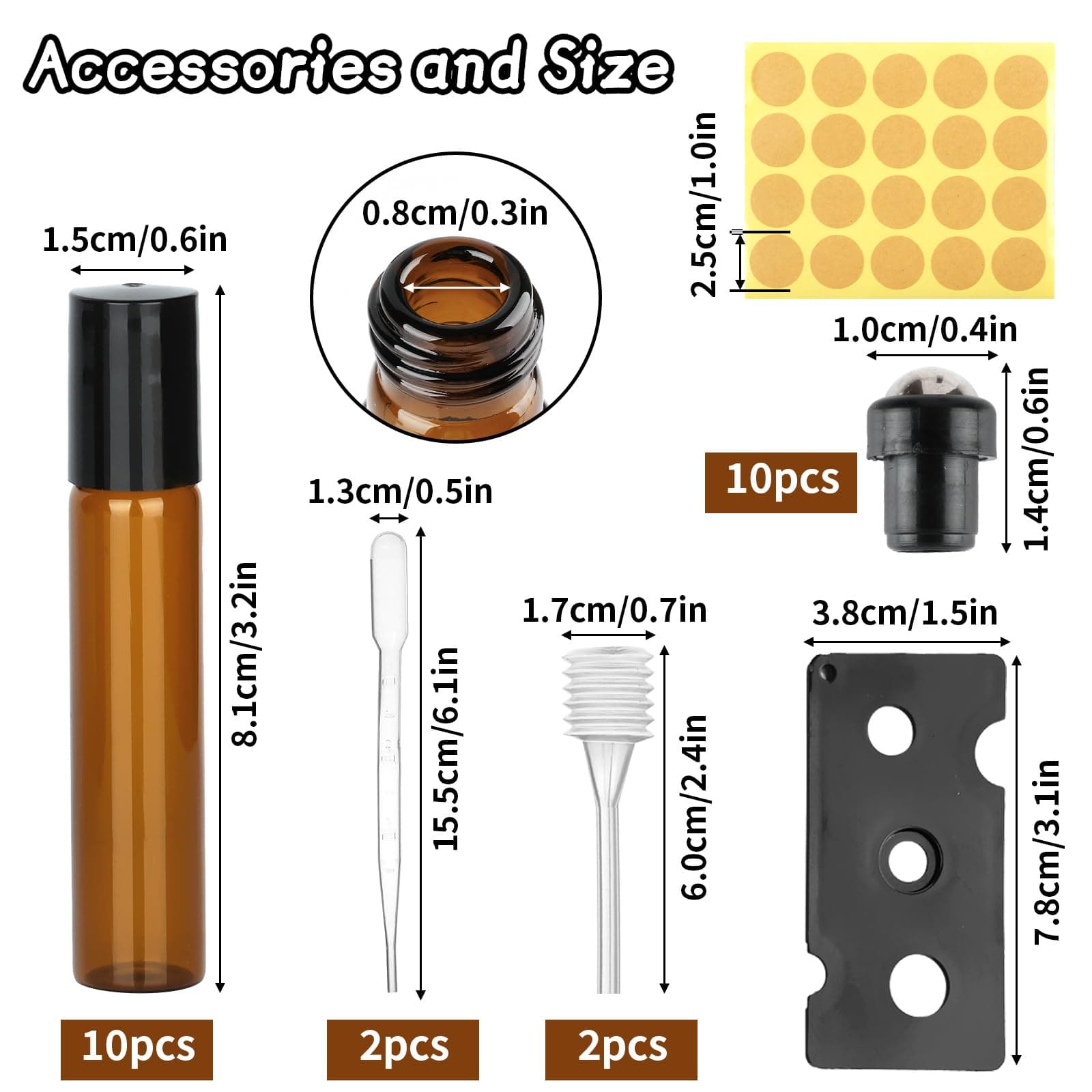 Essential Oil Roller Bottles, 10pc Set with Stainless Ball, 10ml Glass Bottle...