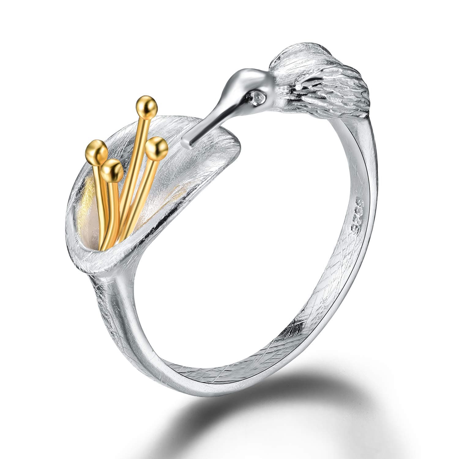 S925 Sterling Silver Ring Hummingbird Ring Open Ring Handmade Jewelry Unique Gifts for Women