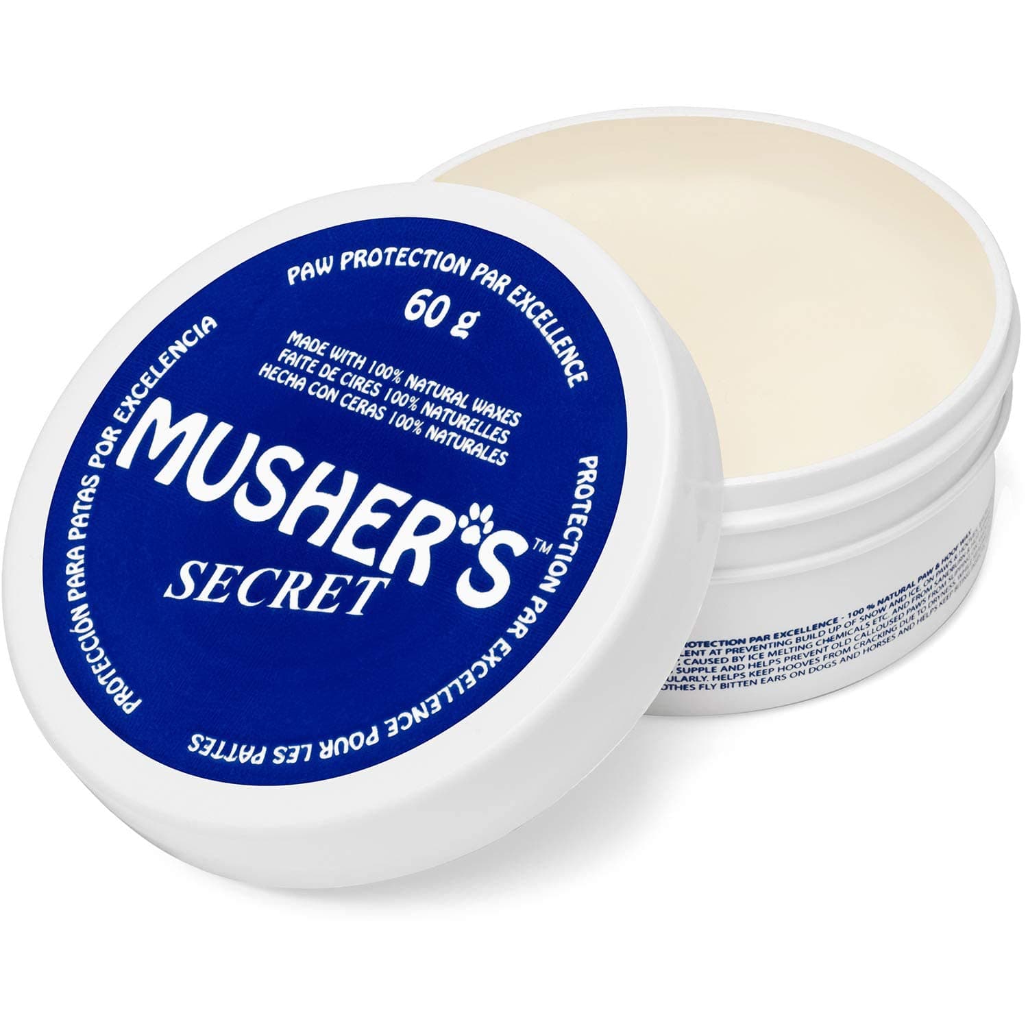 Musher's Secret Dog Paw Wax 60g – Moisturizing Dog Paw Balm – Helps Protect & Heals Cracked Paws – Creates an Invisible Paw Protectors Barrier – All-Natural Nose & Paw Balm with Vitamin E